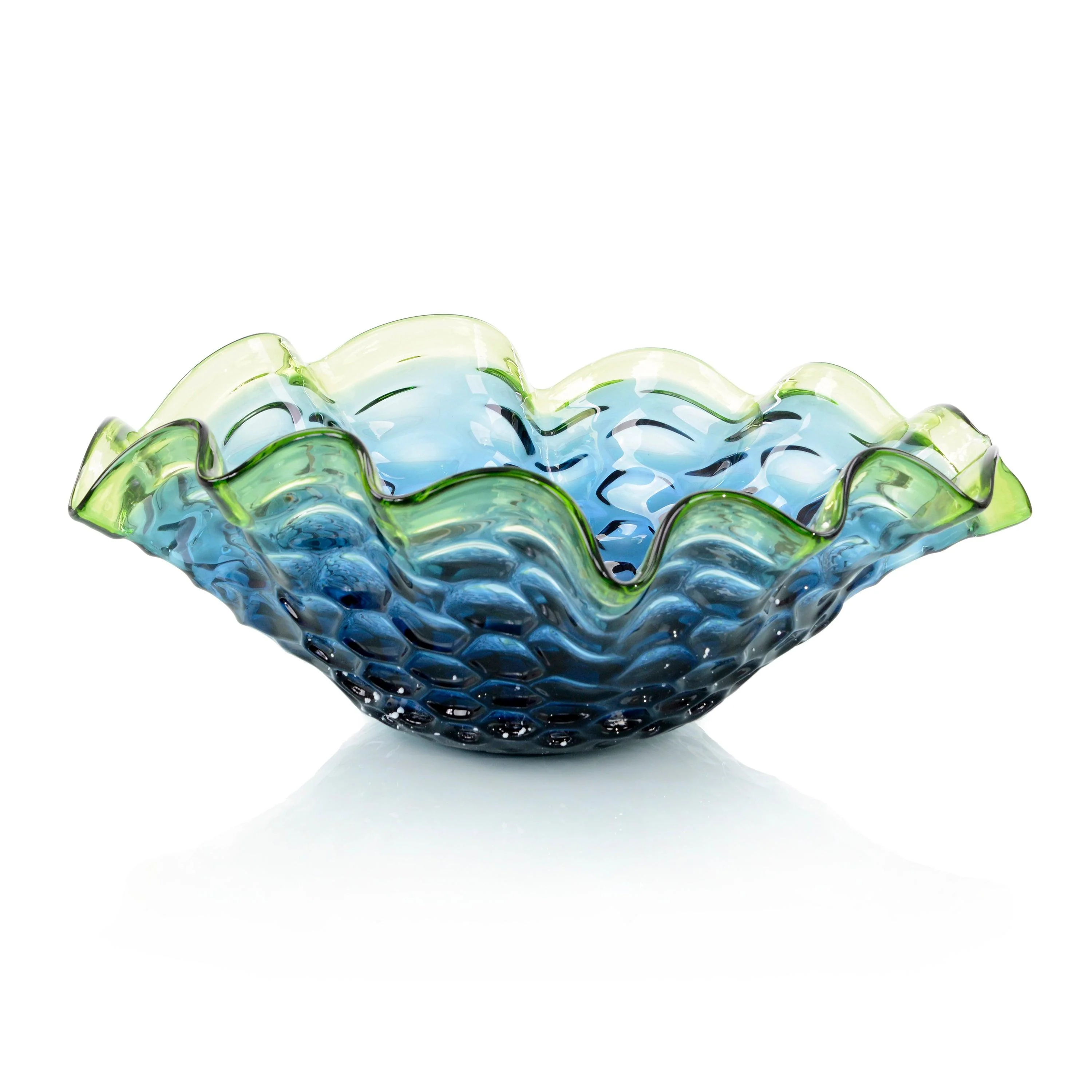 Royal And Emerald Handblown Glass Bowl - Frankwebs
