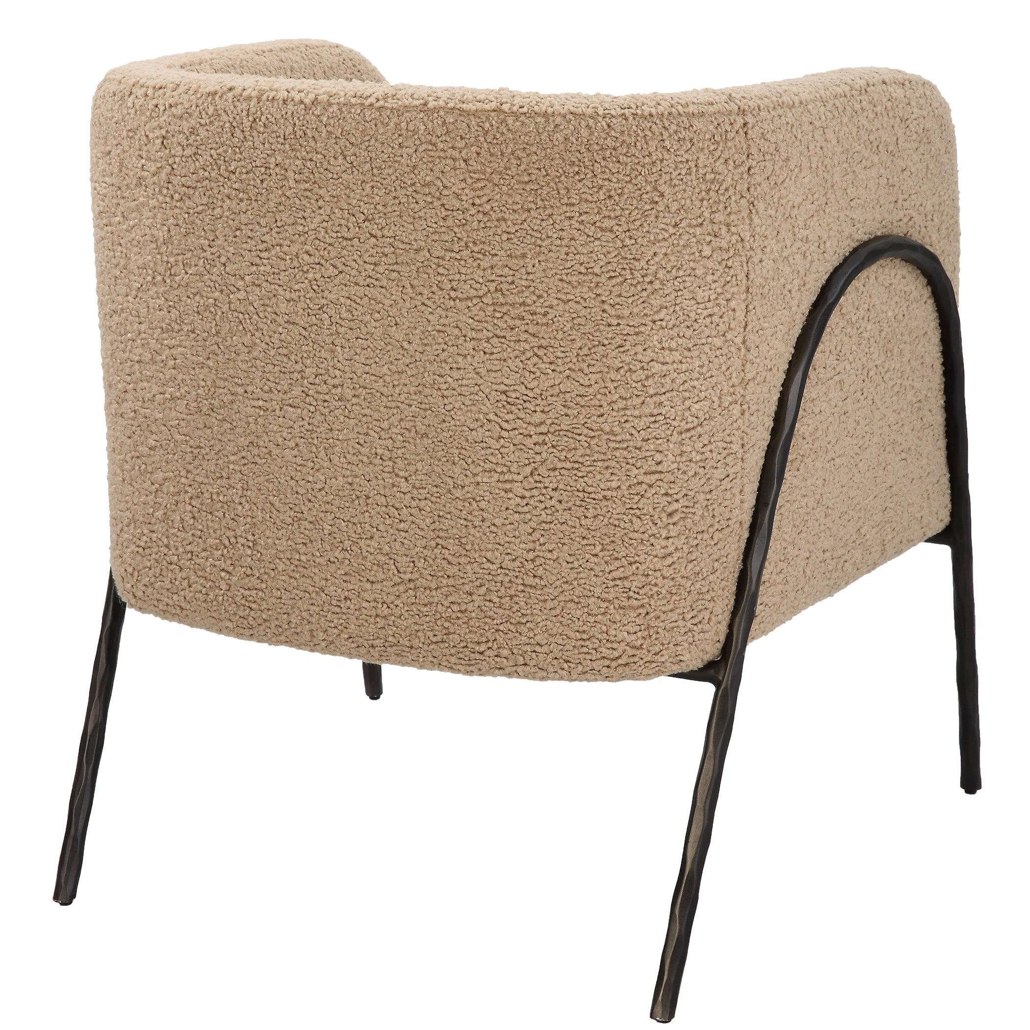 Jacobsen Tan Shearling Barrel Chair - Frankwebs