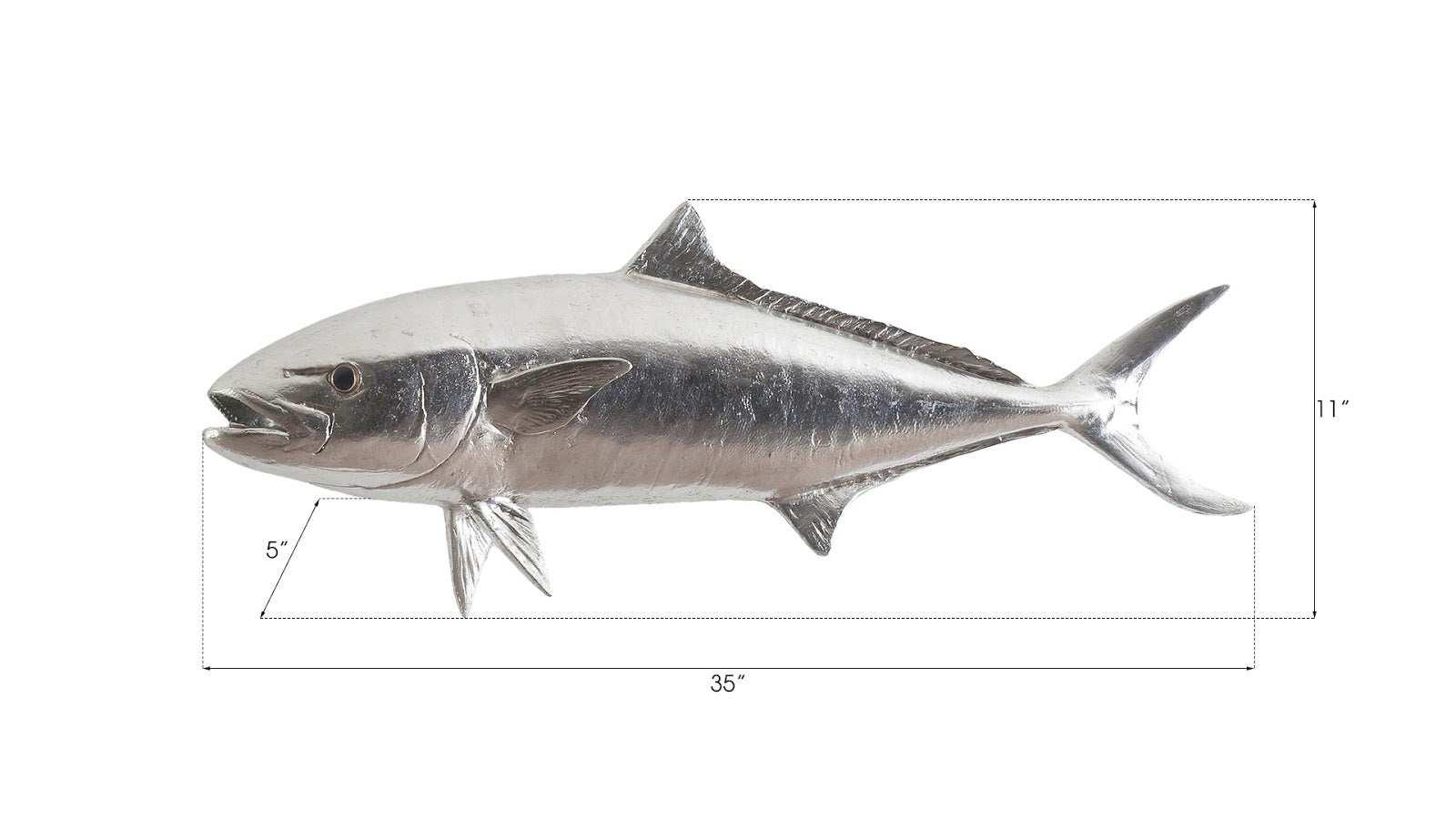 Yellow Tailed King Fish Wall Sculpture, Resin, Silver Leaf - Frankwebs