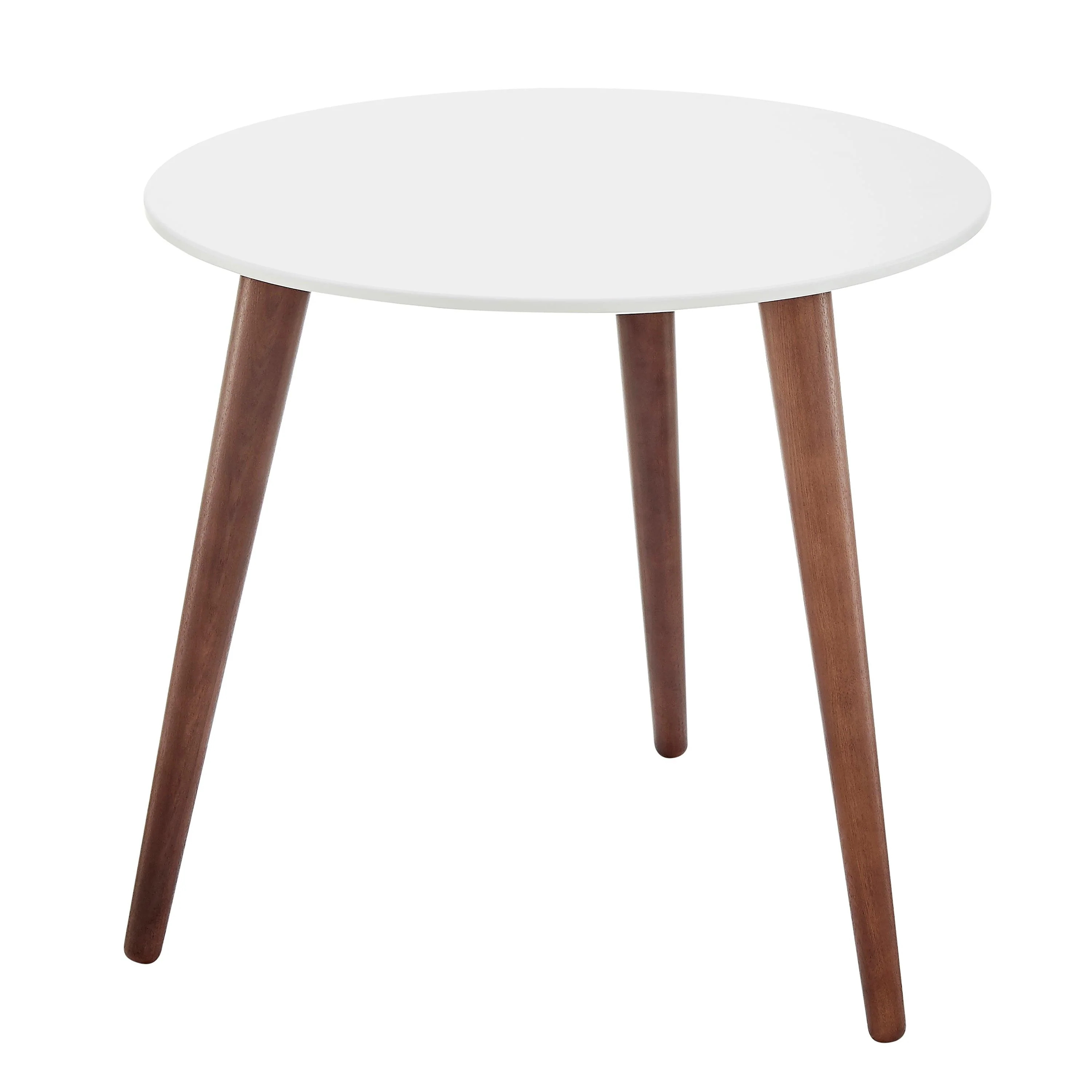 Manon Round Side Table in Matte White with Dark Walnut Legs - Frankwebs