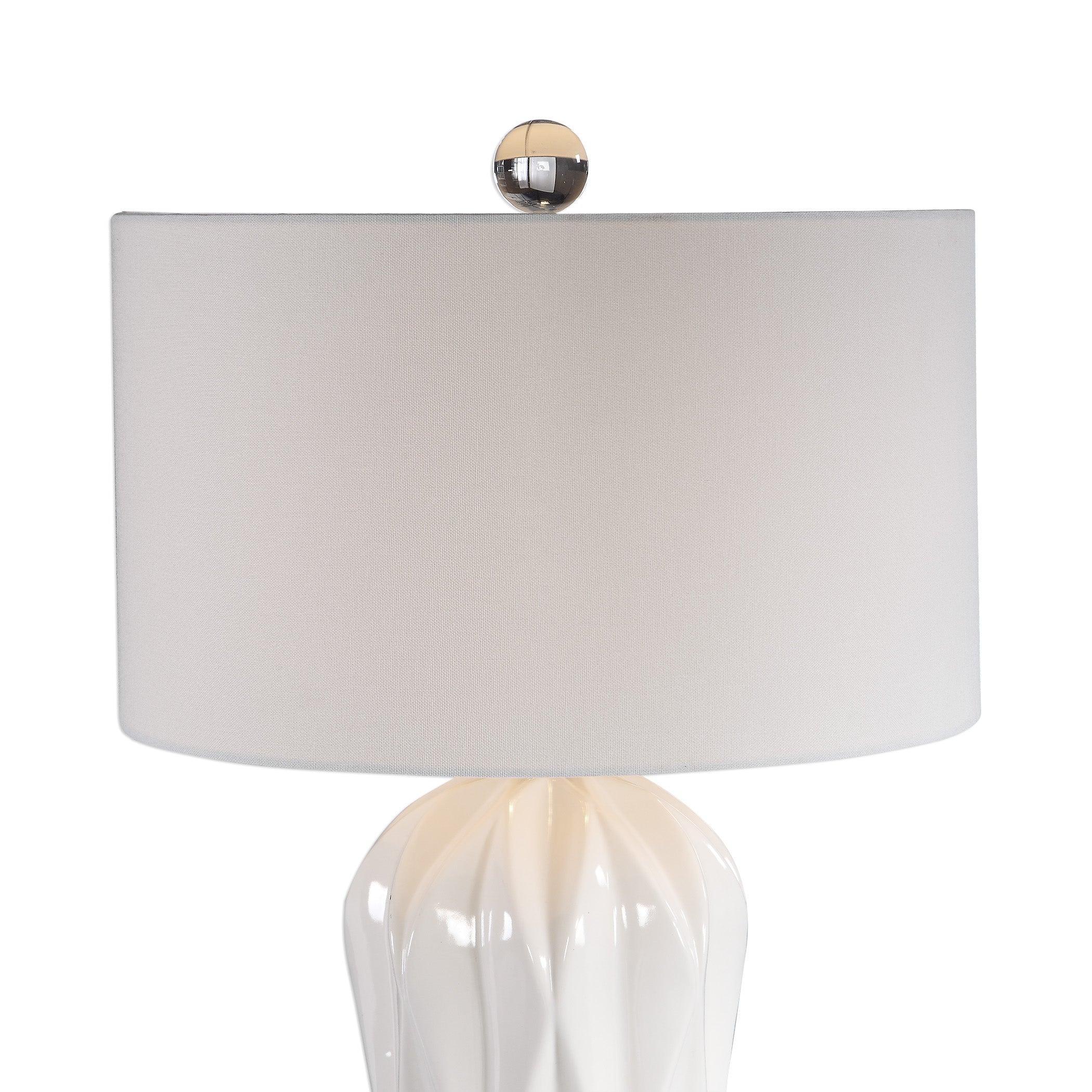 MALENA GLOSSY WHITE TABLE LAMP - Frankwebs