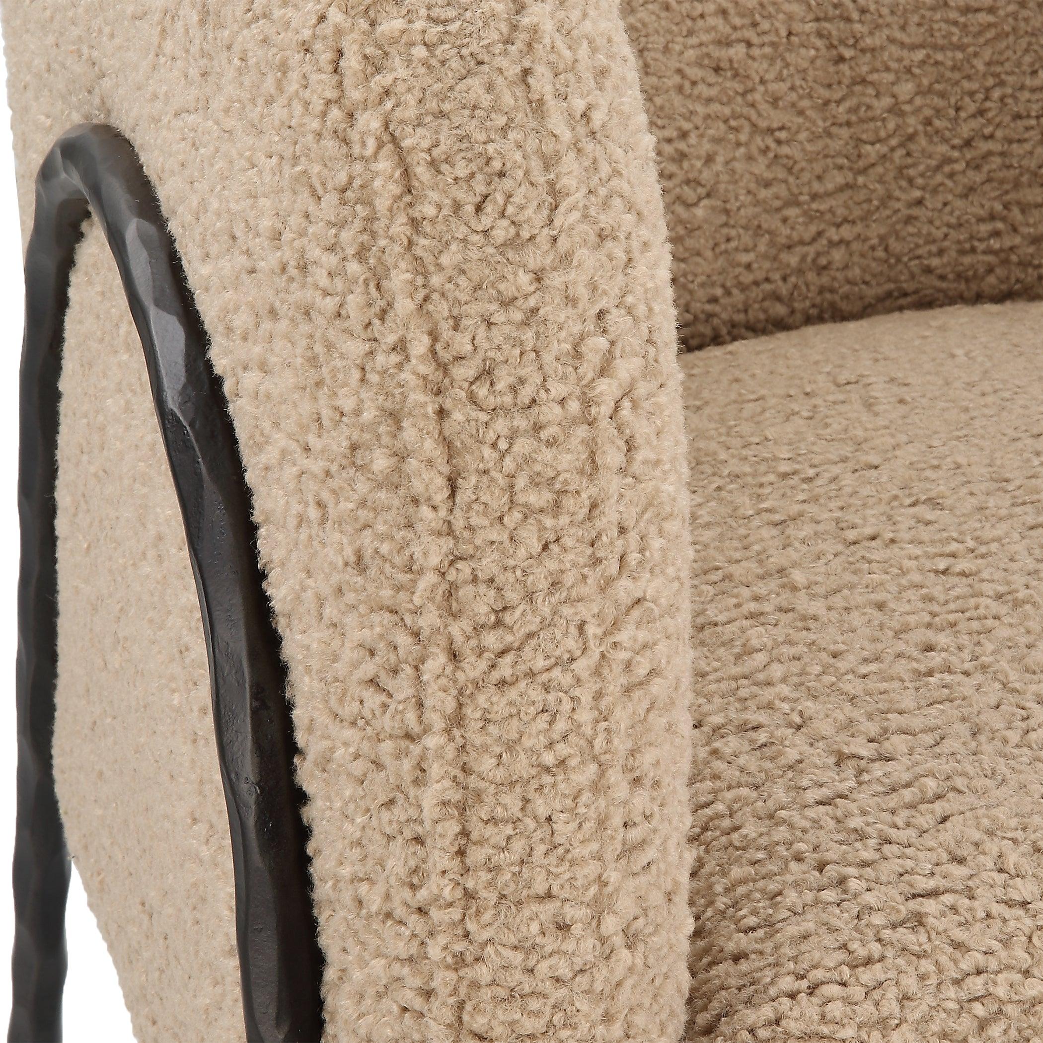 Jacobsen Tan Shearling Barrel Chair - Frankwebs