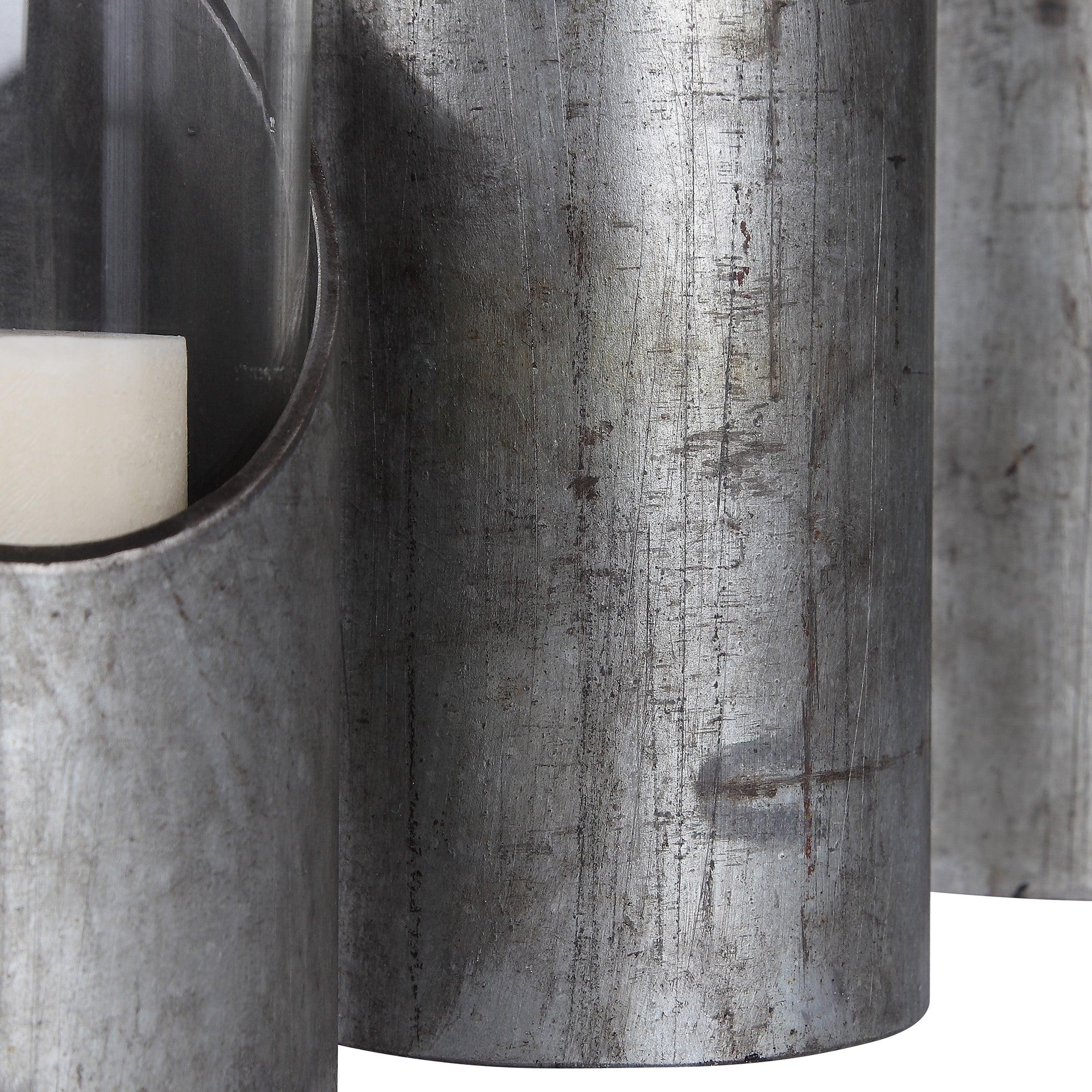 KARTER IRON & GLASS CANDLEHOLDERS SET/3 - Frankwebs