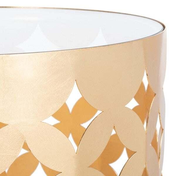 CAIRO ROUND GOLD LEAF END TABLE - Frankwebs