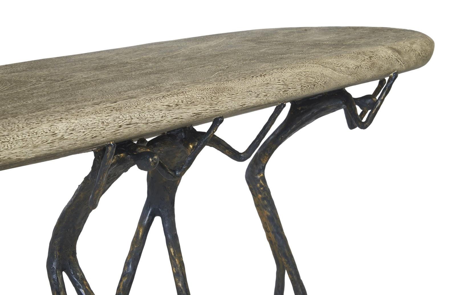 Atlas Console Table, Gray Stone Finish, Metal - Frankwebs