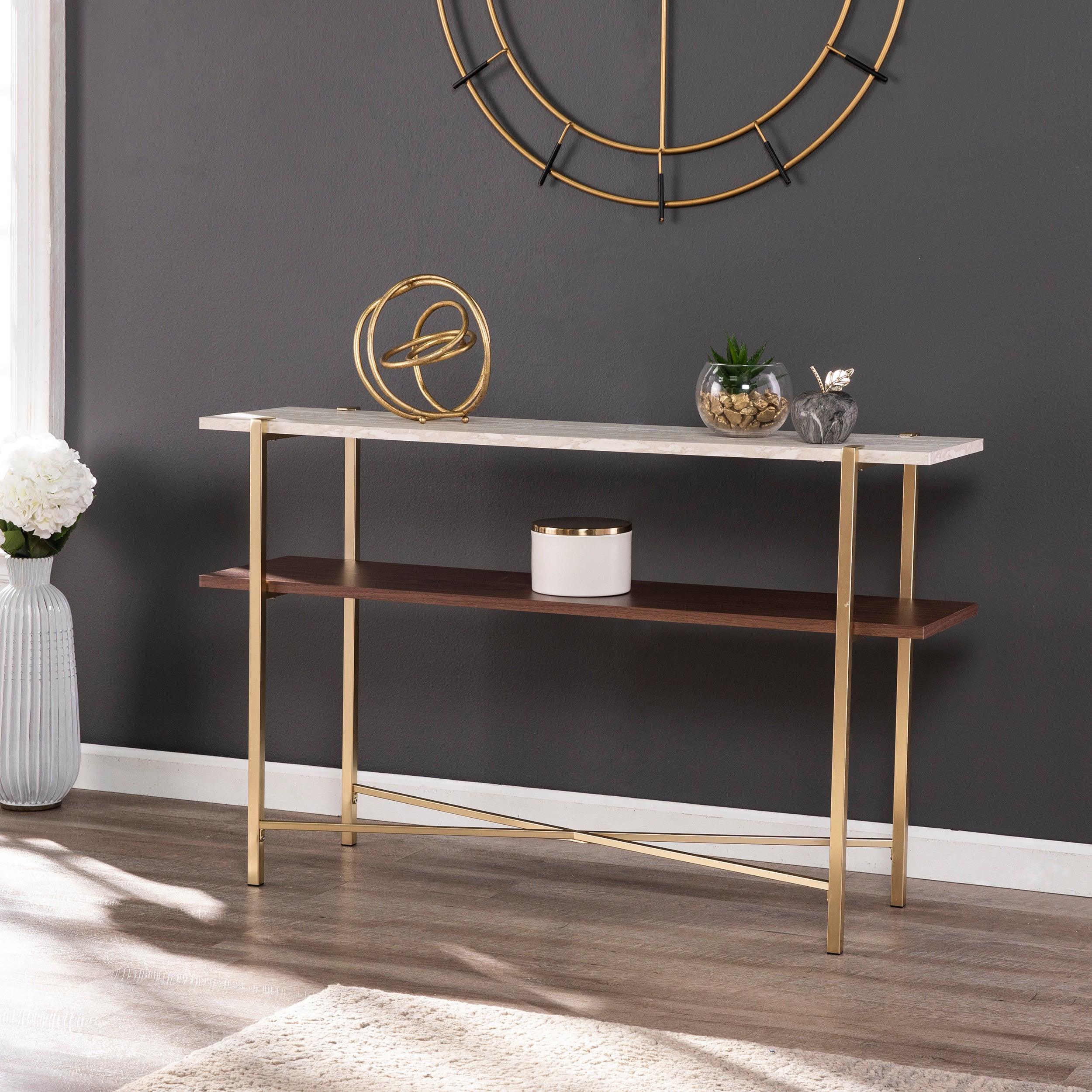 Ardmillan Faux Marble Console Table w/ Storage - Frankwebs