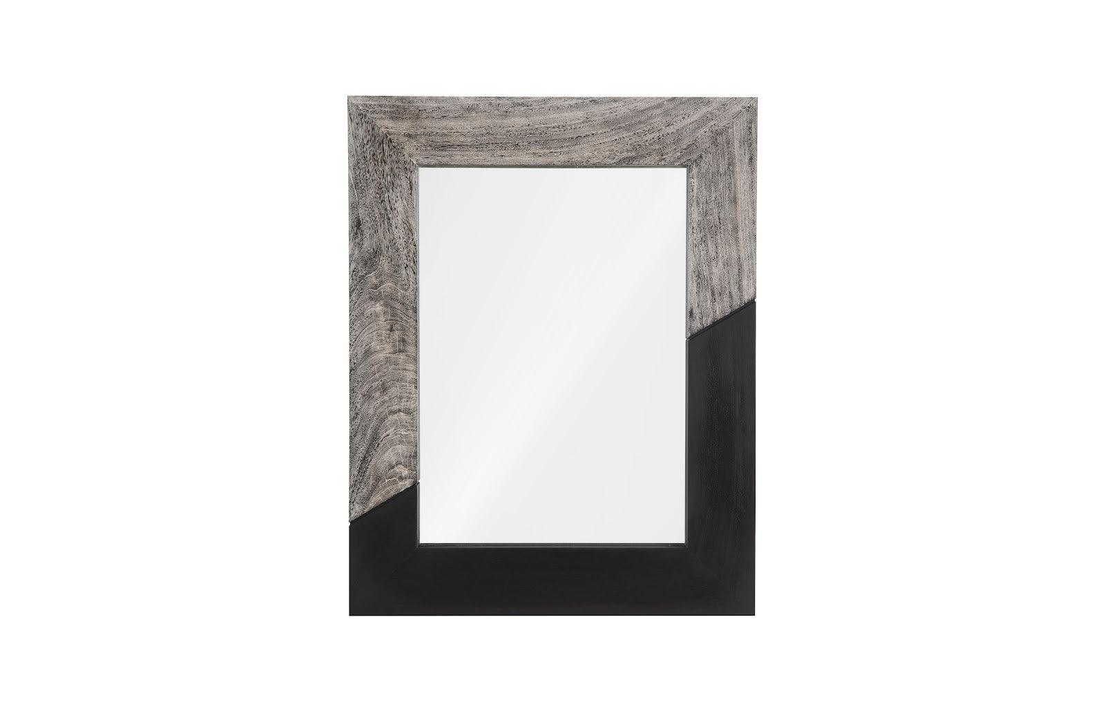 Geometry Wood Mirror, Gray Stone, Black - Frankwebs
