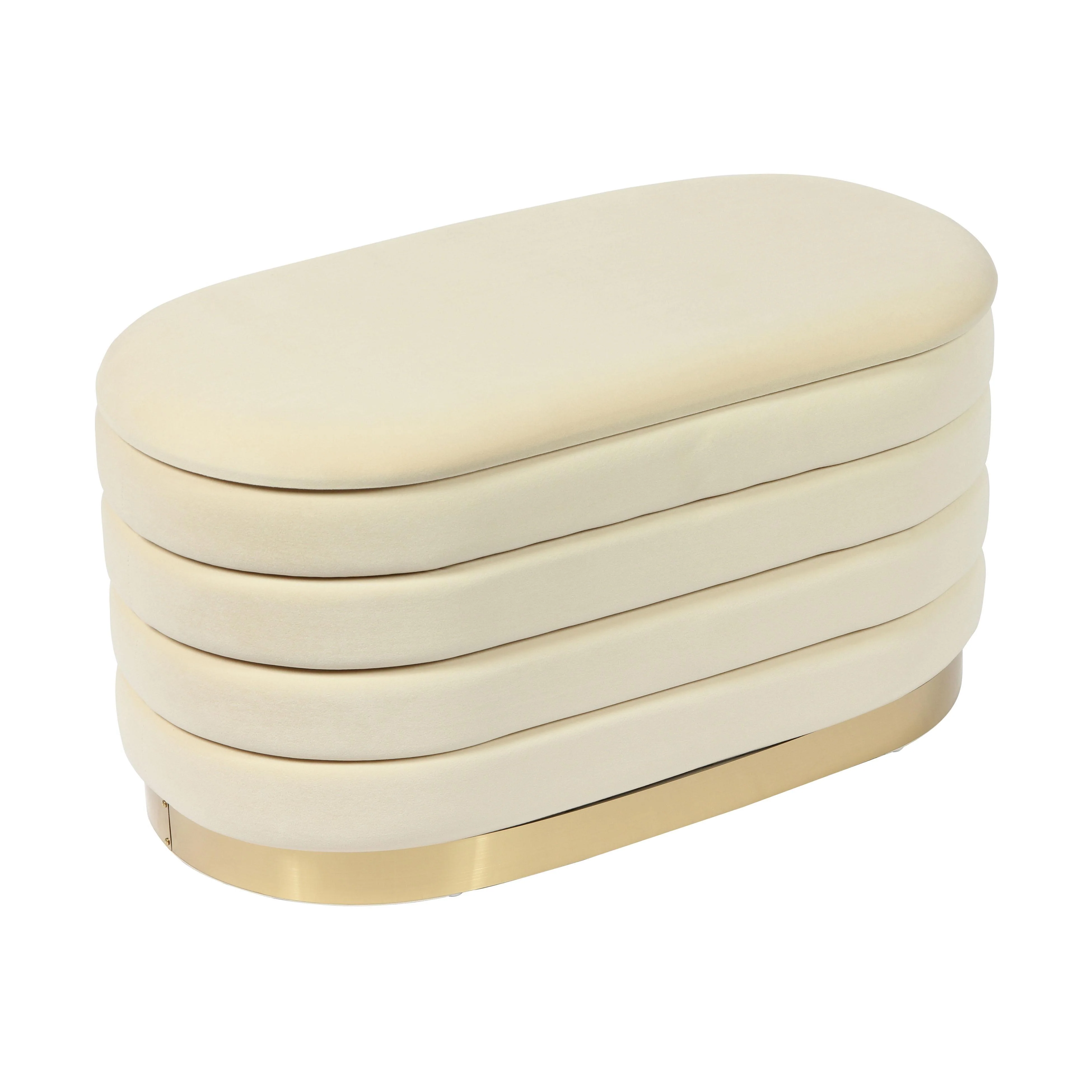 Lillian Cream Velvet Storage Bench - Frankwebs