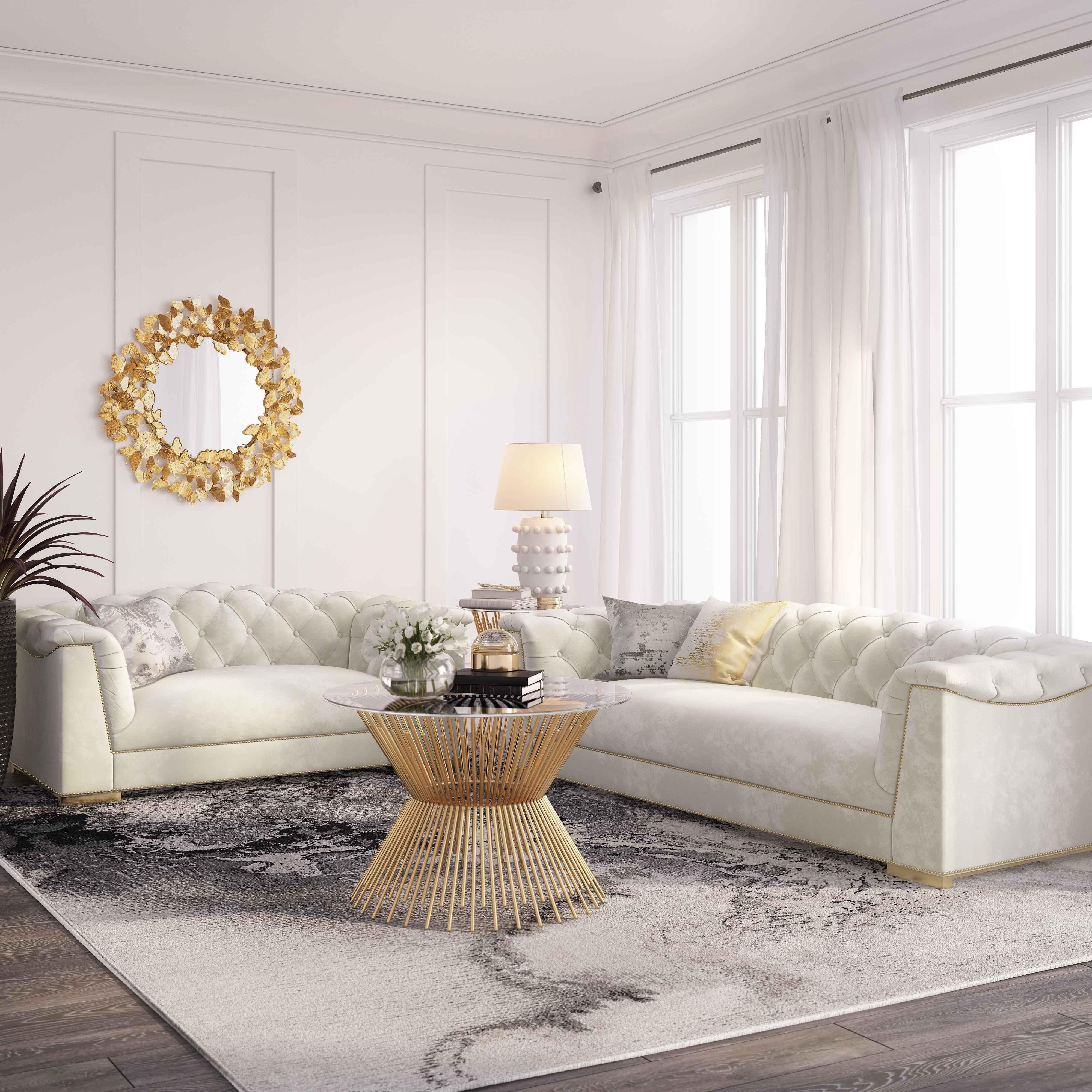 Farah Cream Velvet Loveseat - Frankwebs