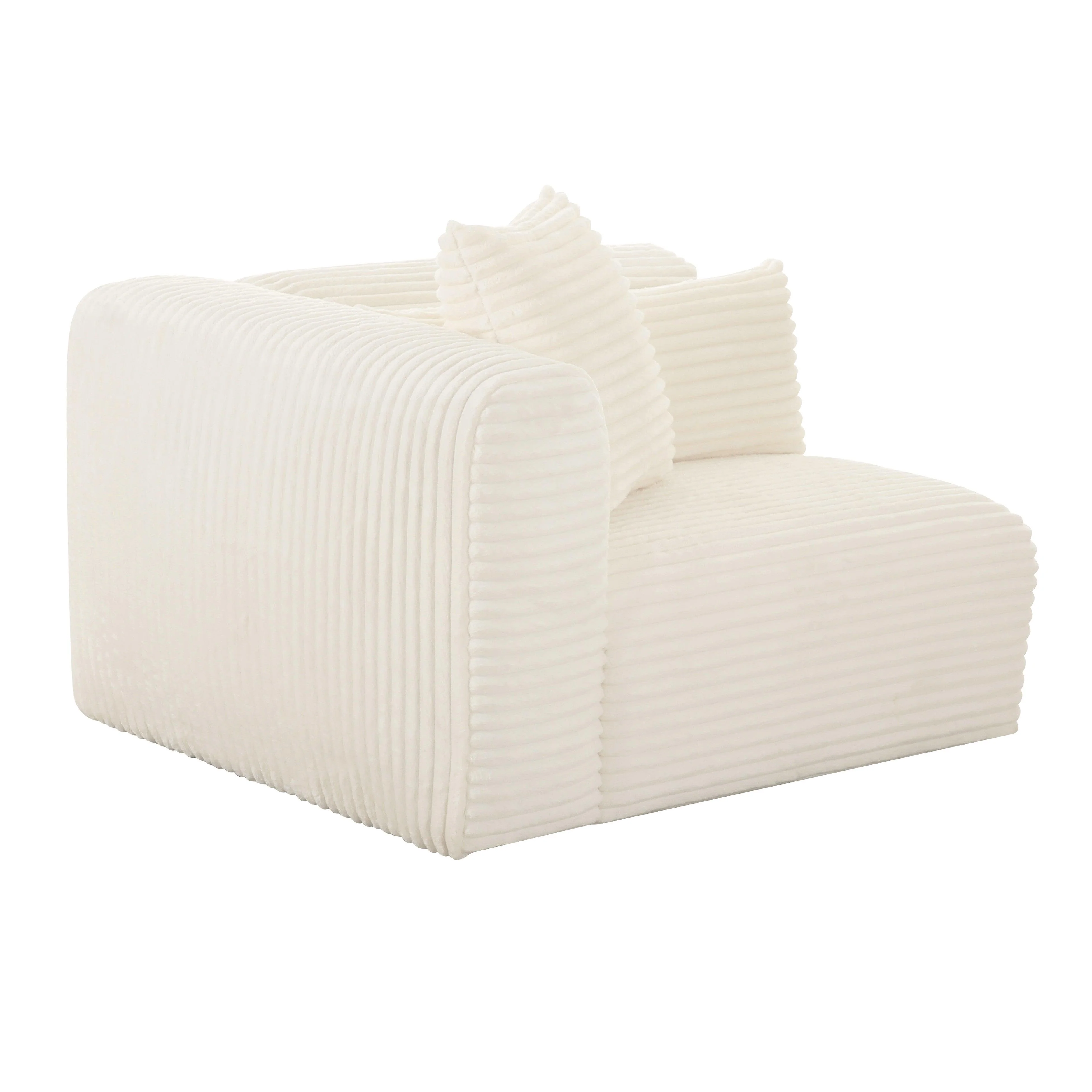 Tarra Fluffy Oversized Cream Corduroy Modular LAF Corner Chair - Frankwebs