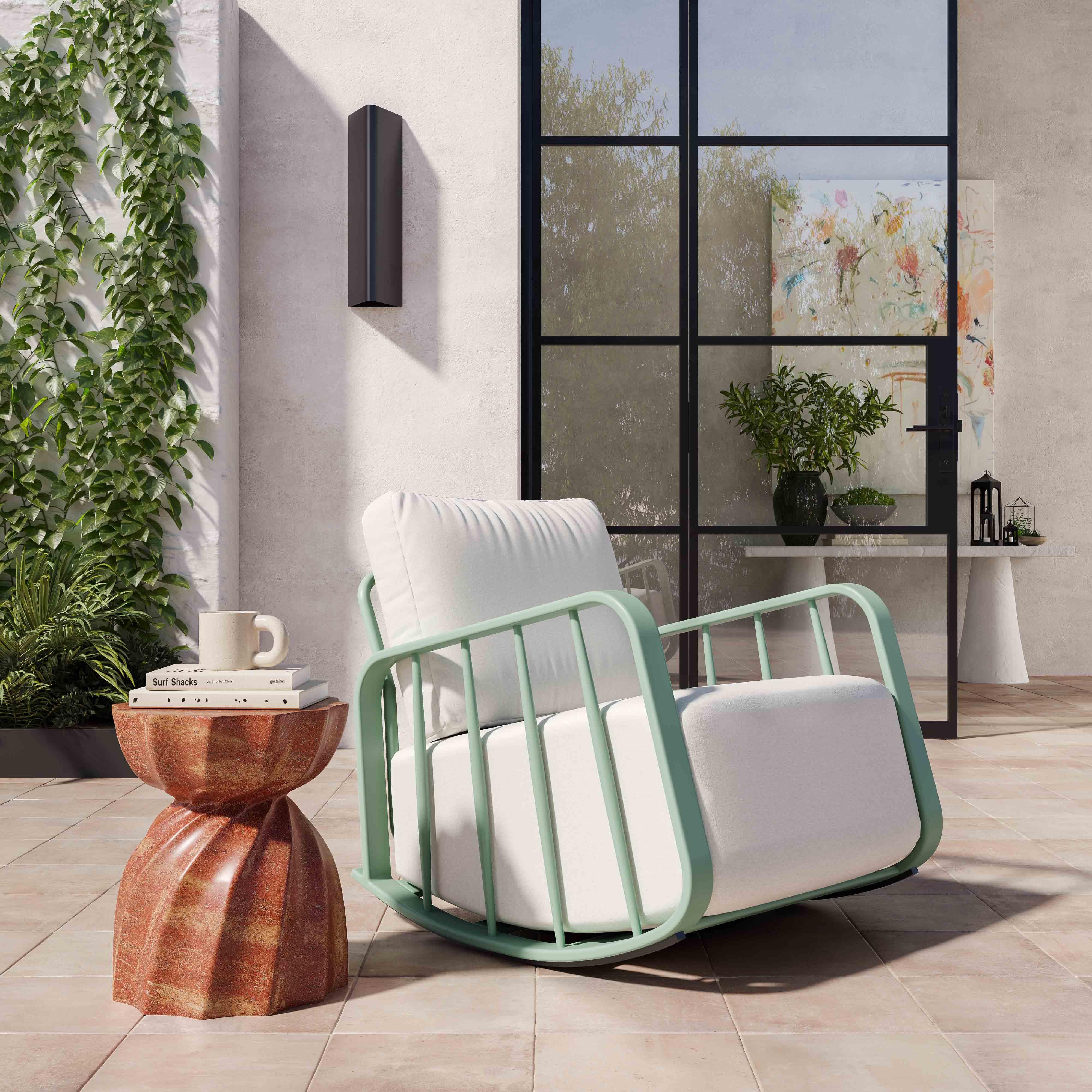 Violette Mint Green and Cream Outdoor Rocking Chair - Frankwebs