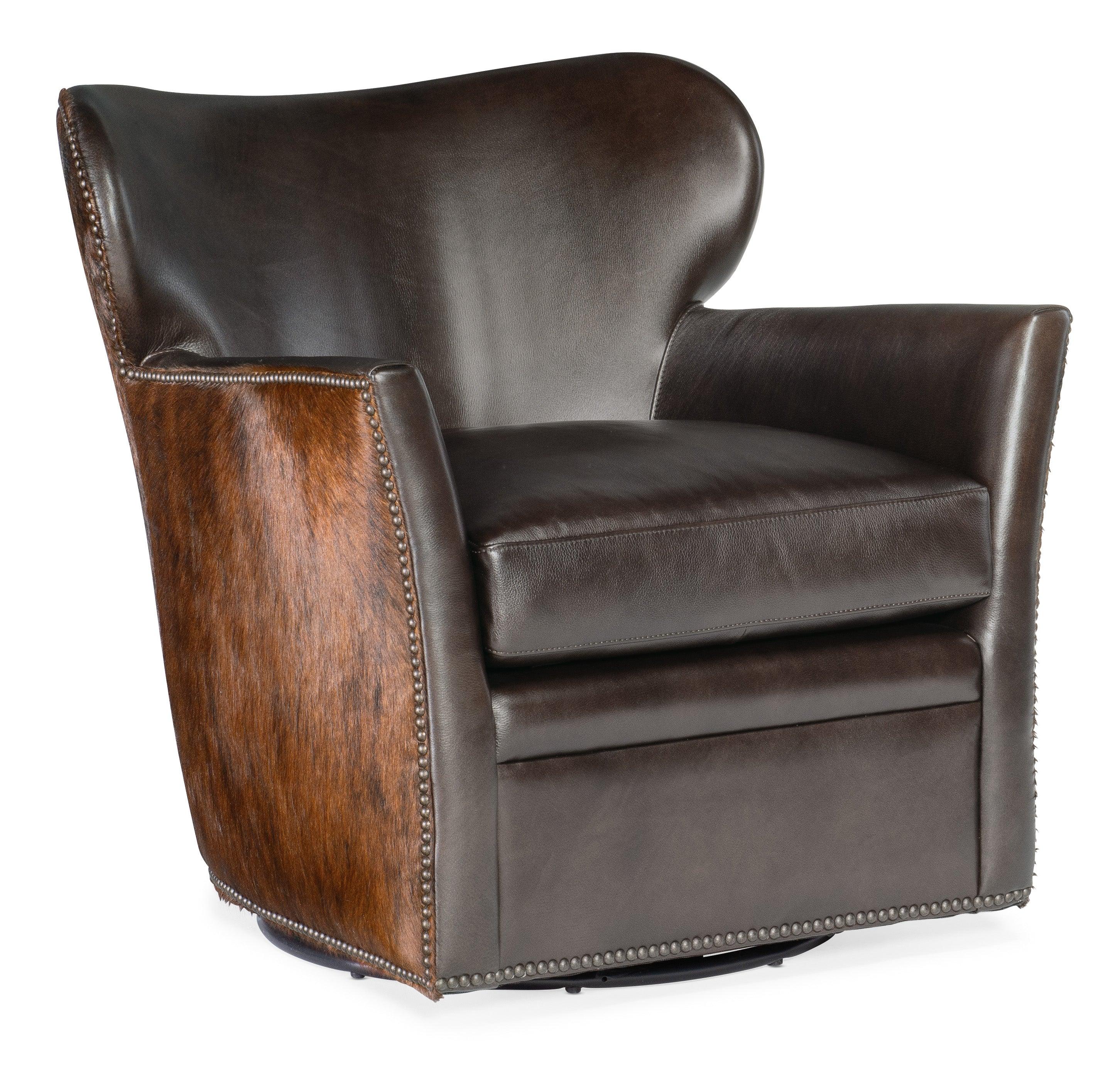 Kato Leather Swivel Chair with Dark HOH - Frankwebs