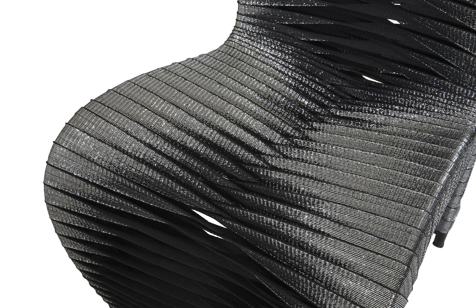 Seat Belt Dining Chair, Silver, Metallic - Frankwebs