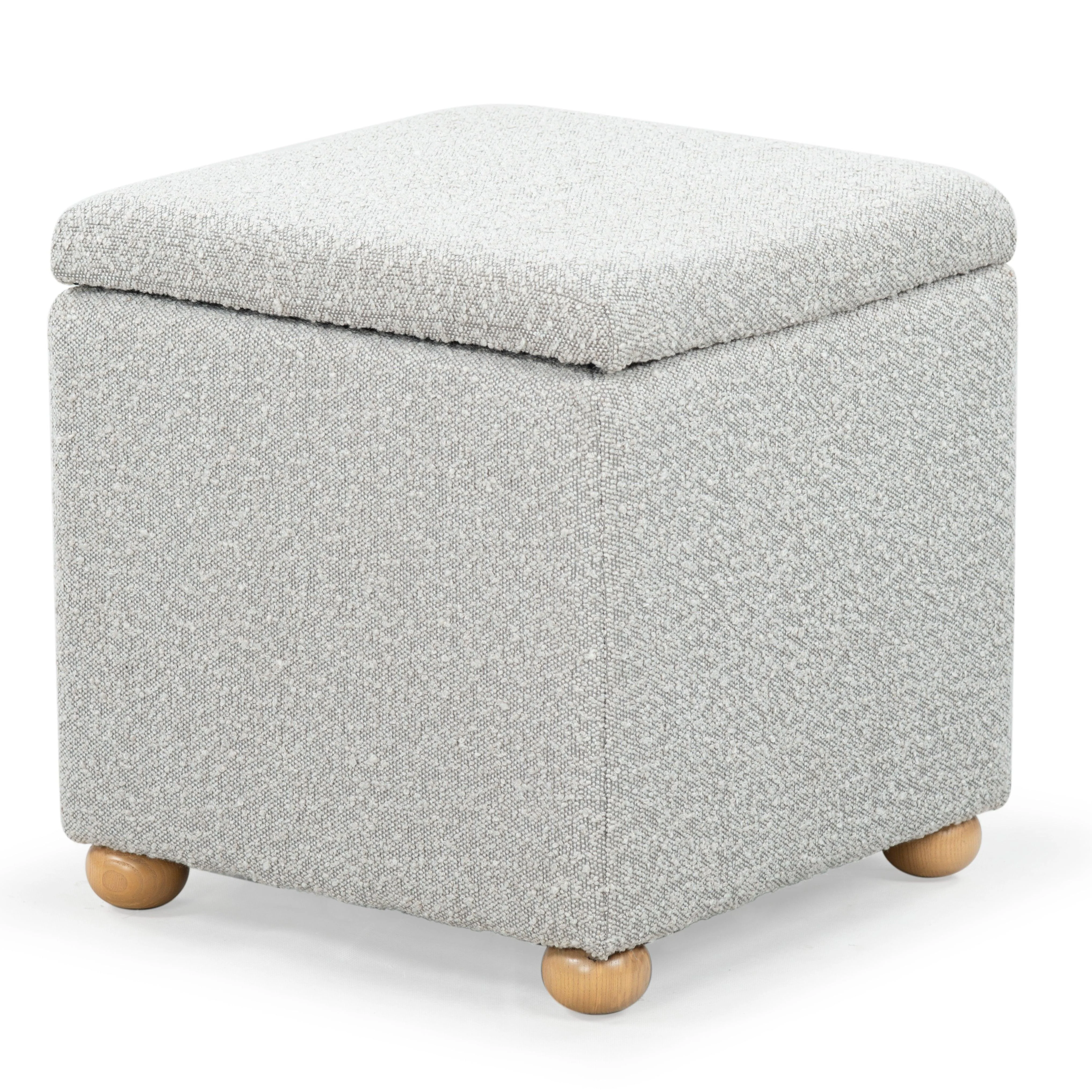 BECKA SQUARE BOUCLE STORAGE OTTOMAN - Frankwebs