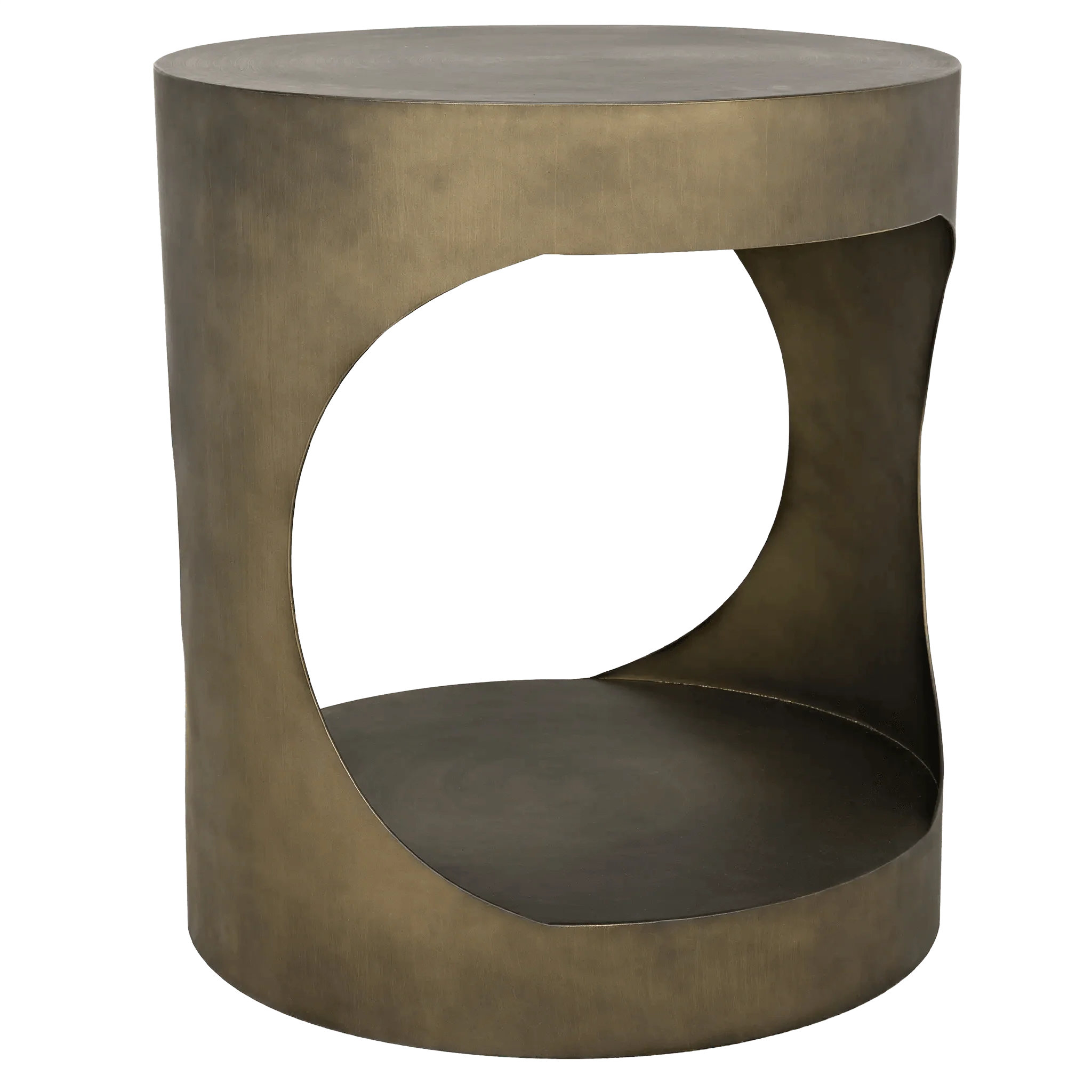 Eclipse Round Side Table, Metal with Aged Brass Finish - Frankwebs