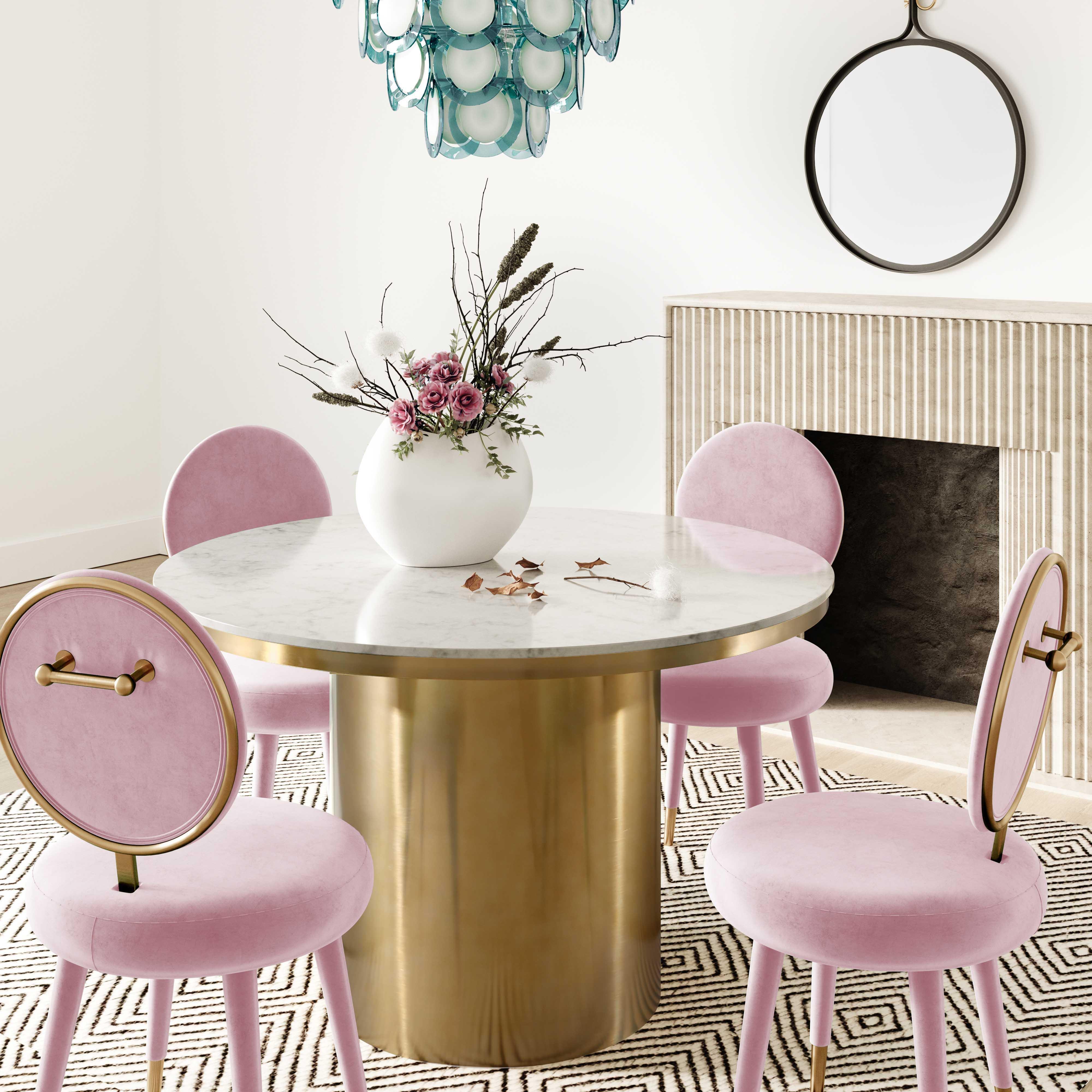 Kylie Bubblegum Velvet Dining Chair - Frankwebs