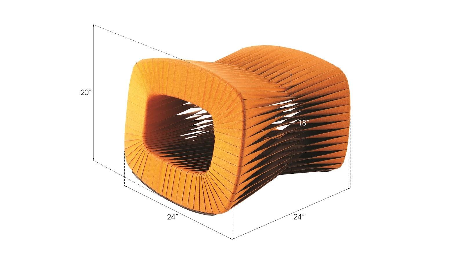 Seat Belt Ottoman, Orange - Frankwebs