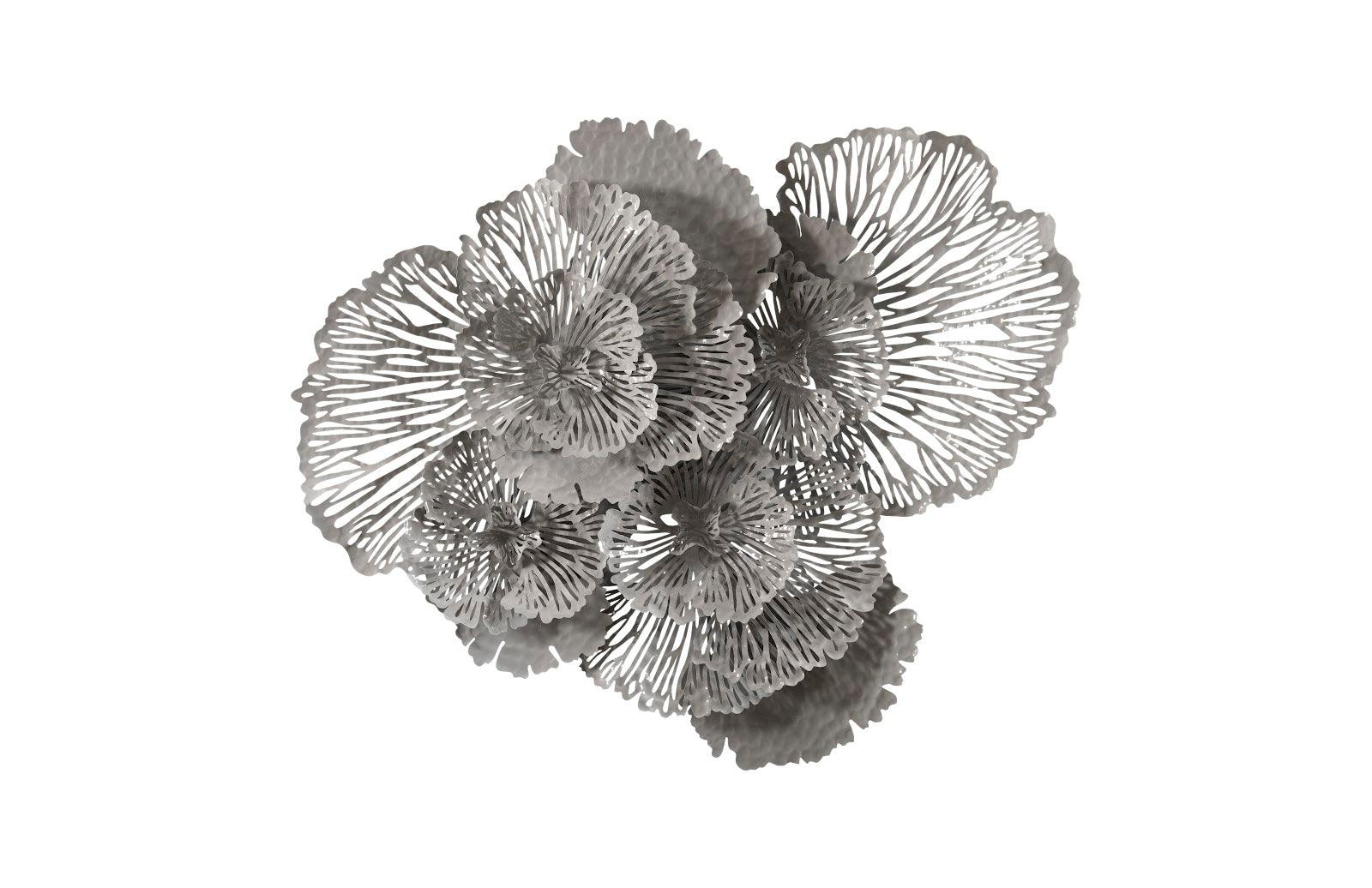 Flower Wall Art, Large, Gray, Metal - Frankwebs
