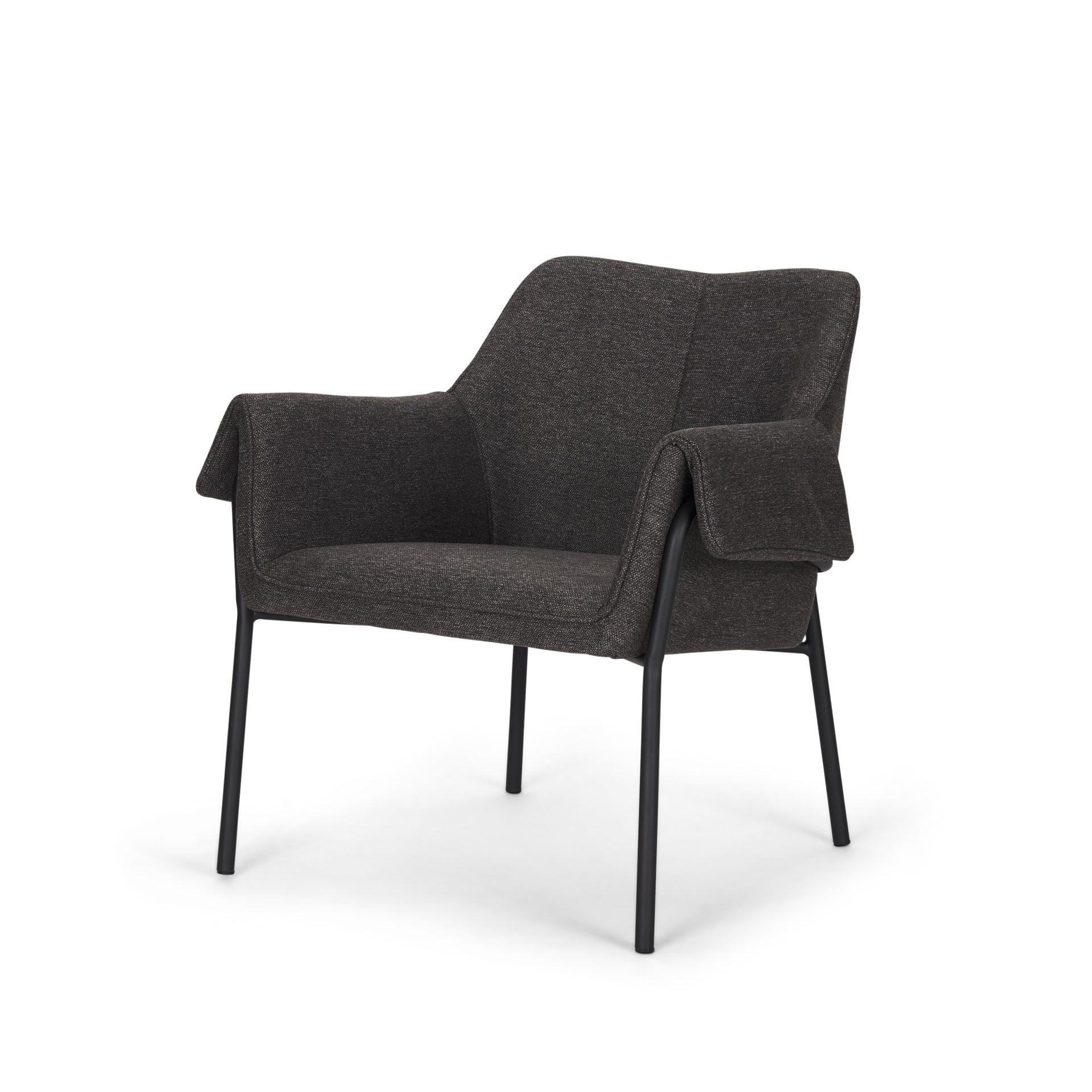 Brently Accent Chair w/ Gray Fabric & Matte Black Metal Legs - Frankwebs
