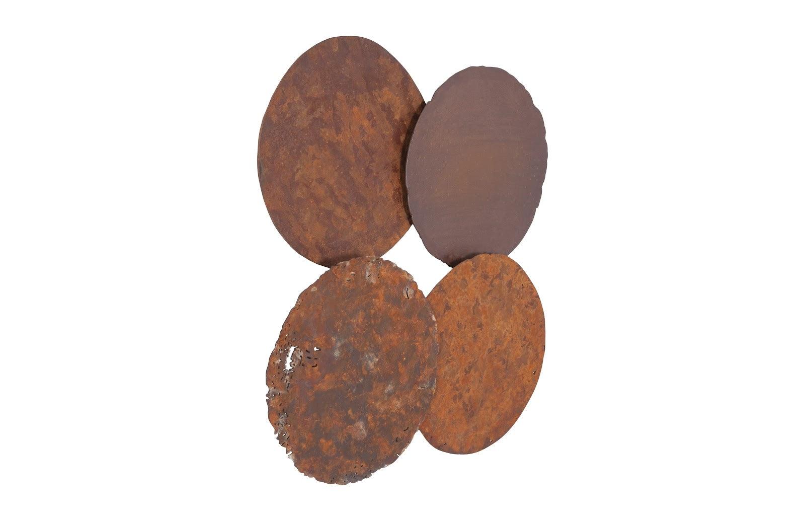 Cast Oil Drum Wall Discs, Resin, Rust Finish, Set of 4 - Frankwebs