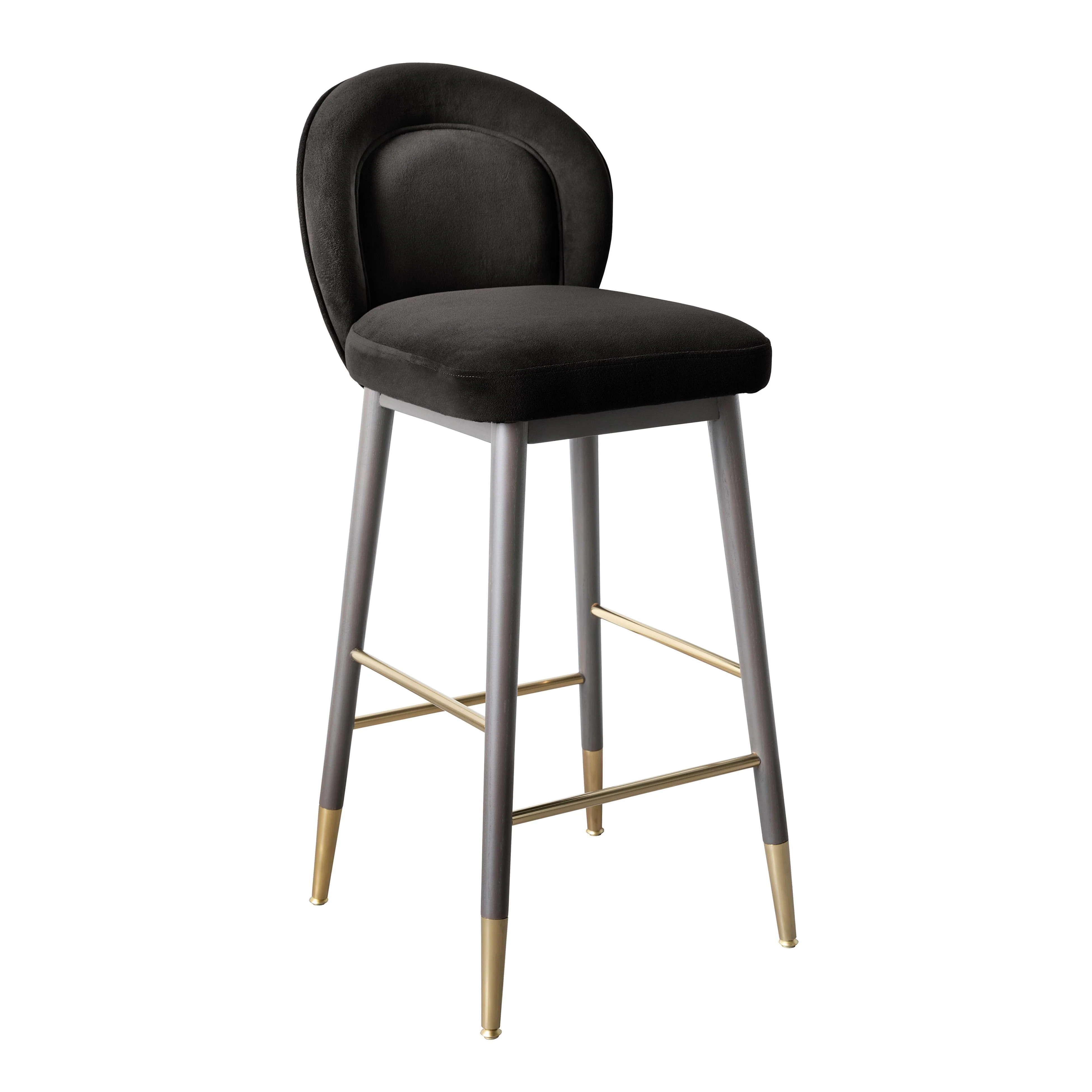 Hailey Charcoal Grey Velvet Counter Stool - Frankwebs