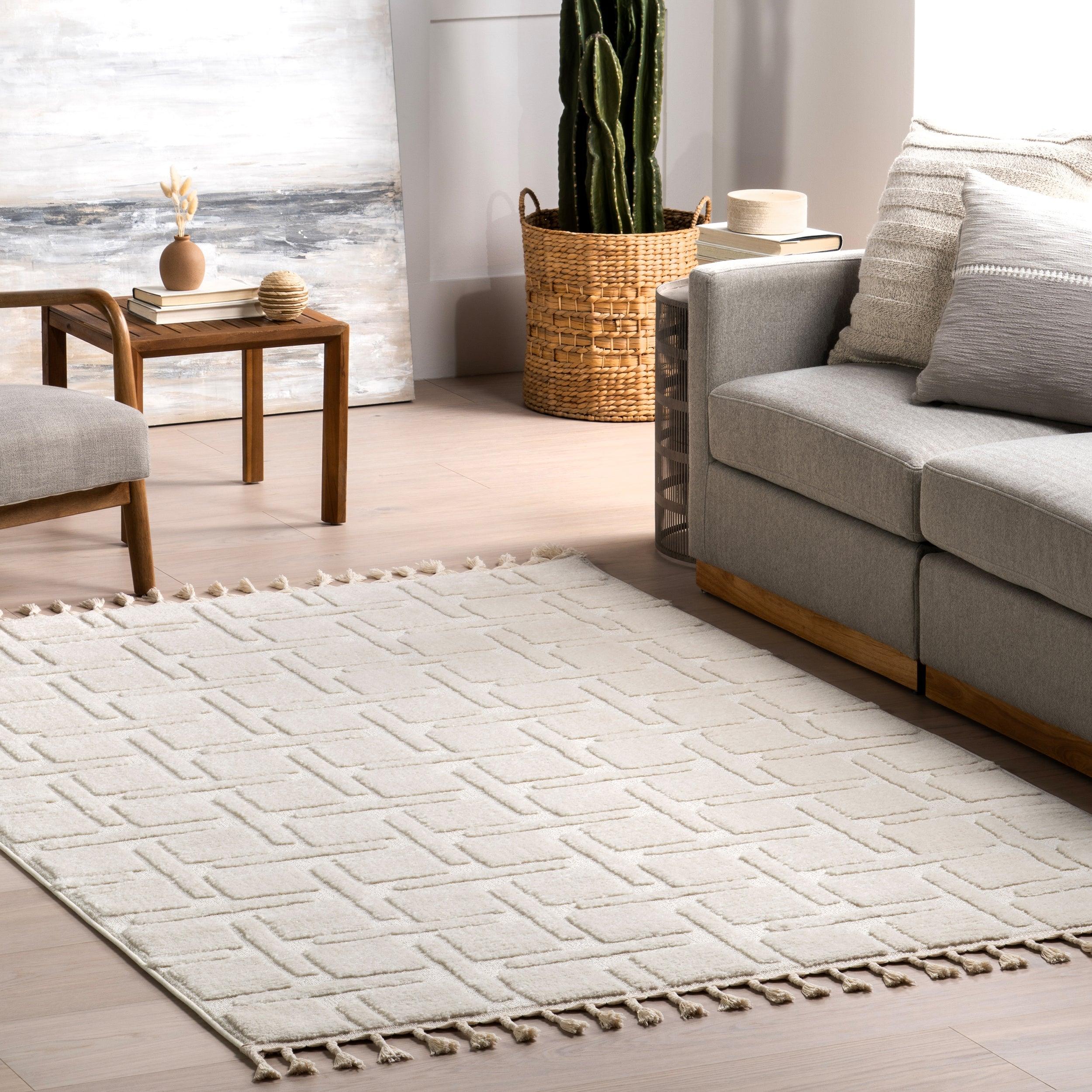 Alafia High-Low Geometric Tasseled Area Rug - Frankwebs