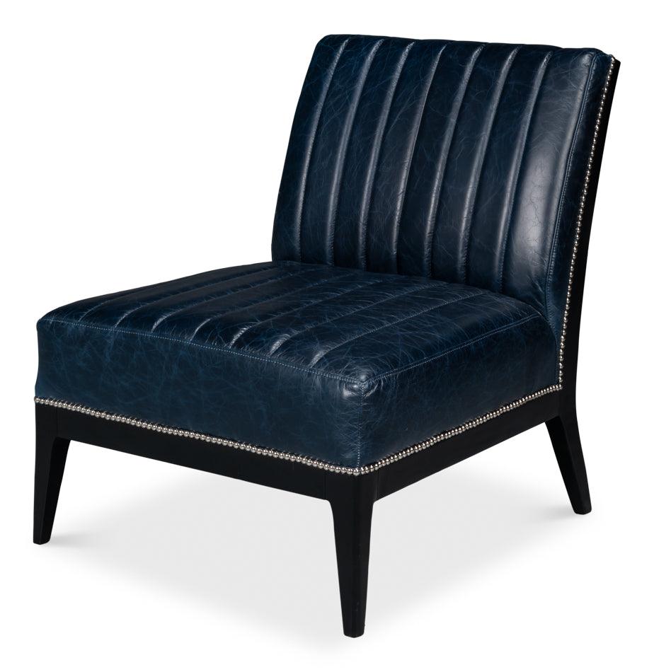 Agave Slipper Chair Distilled Lthr - Blue - Frankwebs