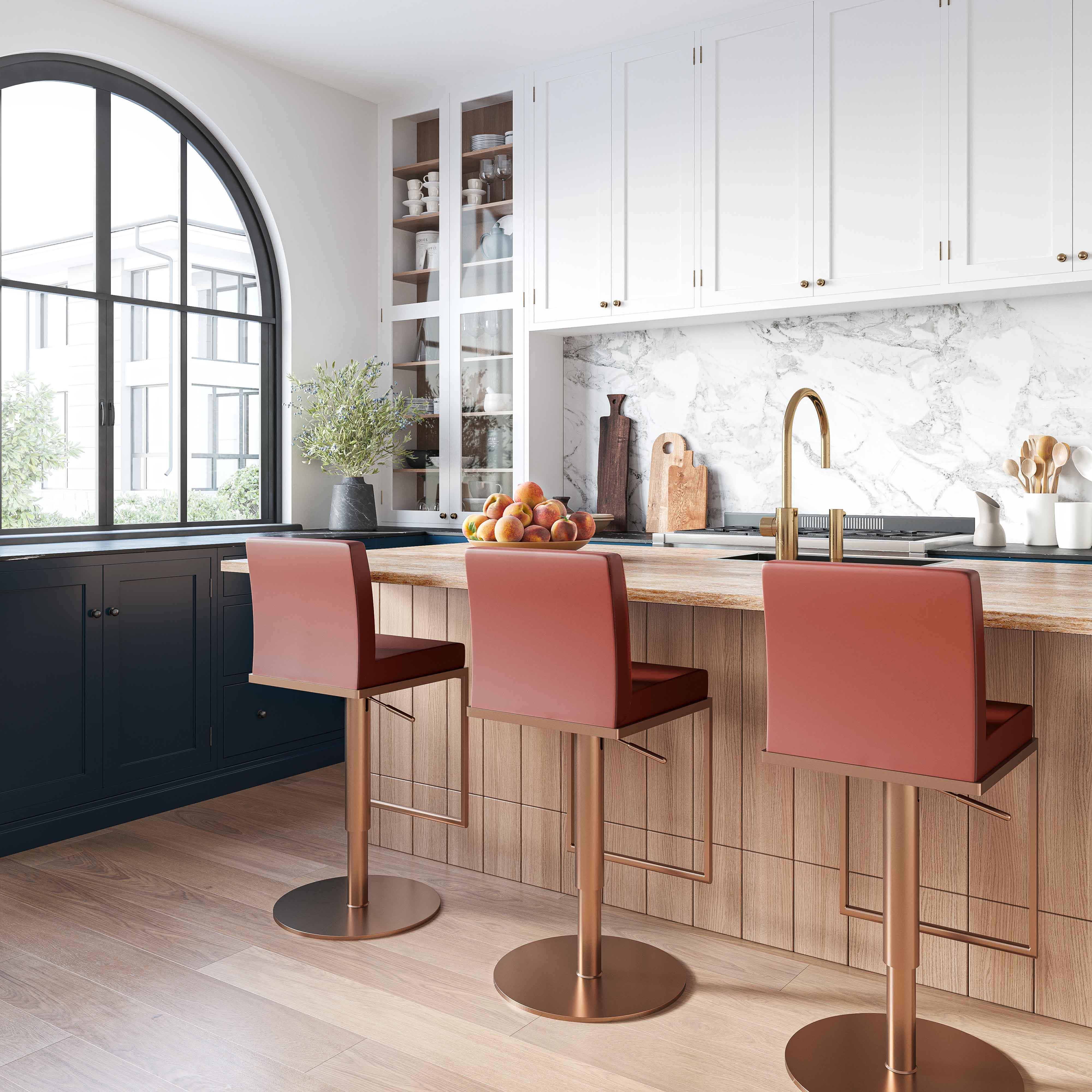 Sentinel Saddle Brown and Rose Gold Adjustable Stool - Frankwebs