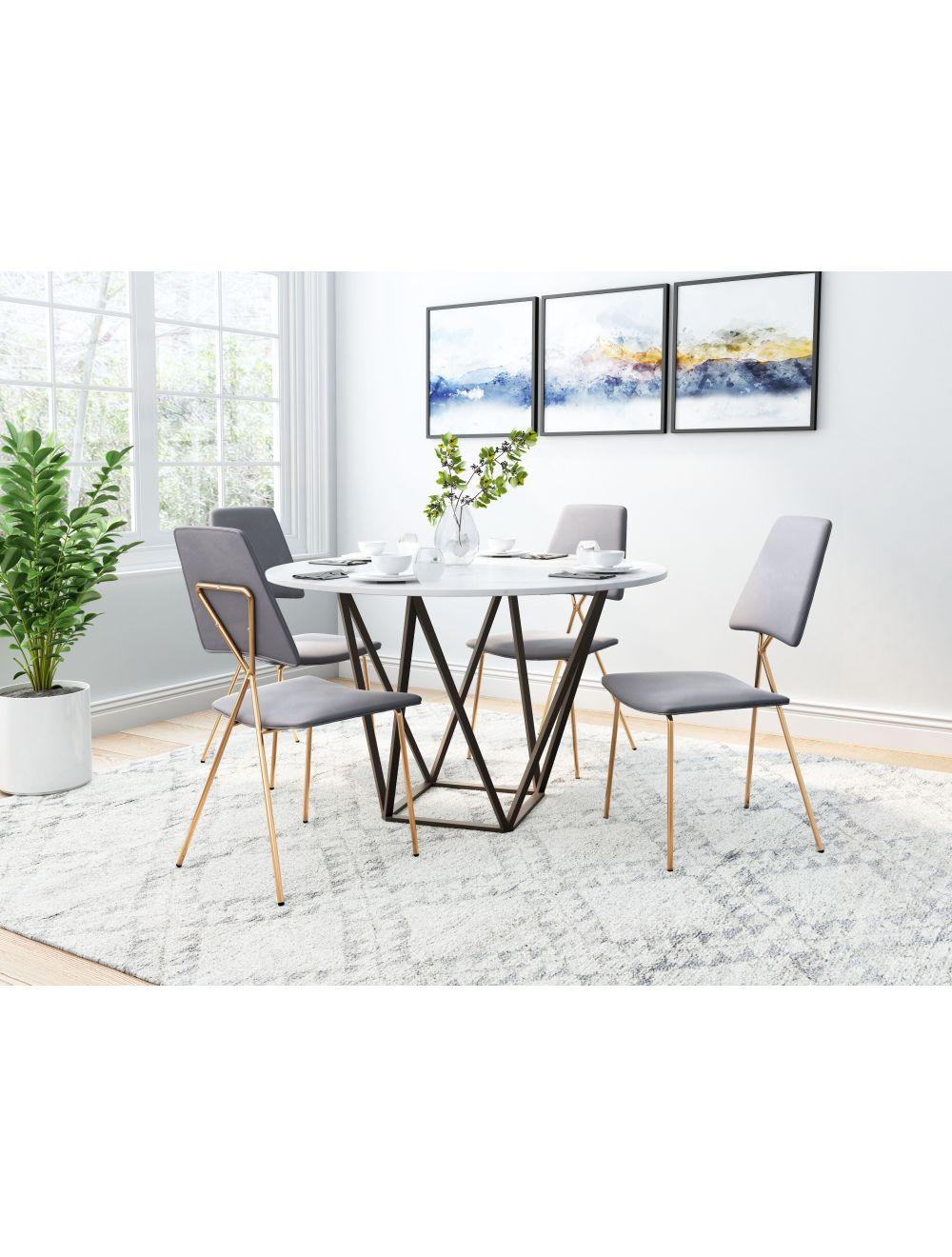 Chloe Dining Chair (Set of 2) Gray & Gold - Frankwebs