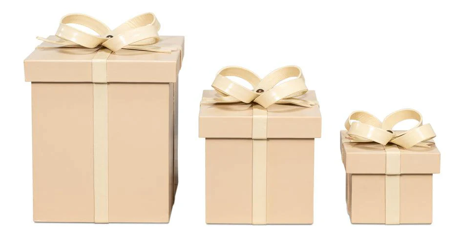 Ferrell Leather Holiday Boxes S/3 Taupe - Frankwebs