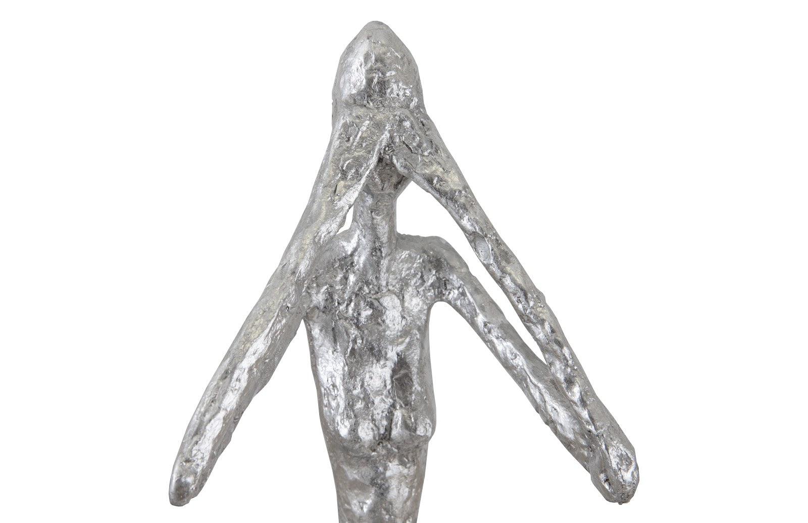 See No Evil Slender Sculpture, Small, Resin, Silver Leaf - Frankwebs