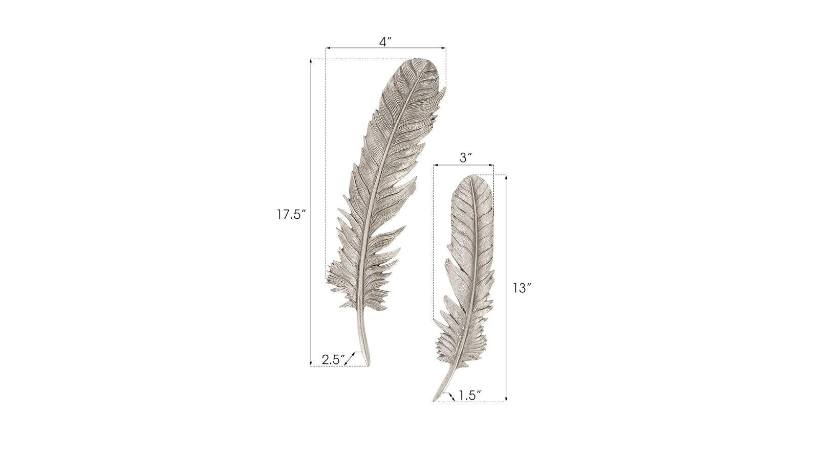 Feathers Wall Art, Small, Silver Leaf, Set of 2 - Frankwebs