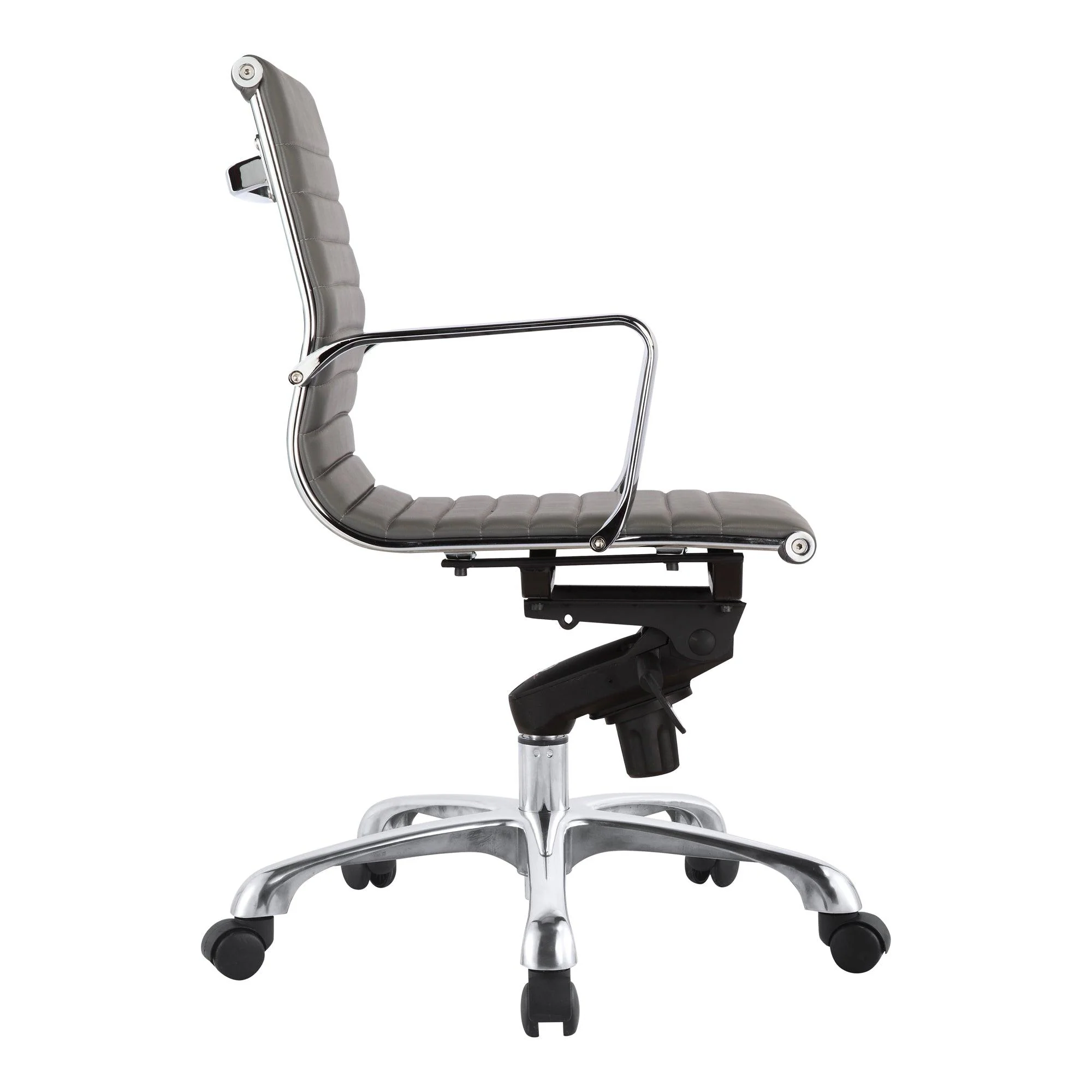 Studio Swivel Office Chair Low Back Grey Vegan Leather - Frankwebs
