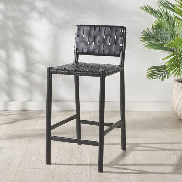 Jeremiah Woven Leather Counter Stool - Frankwebs