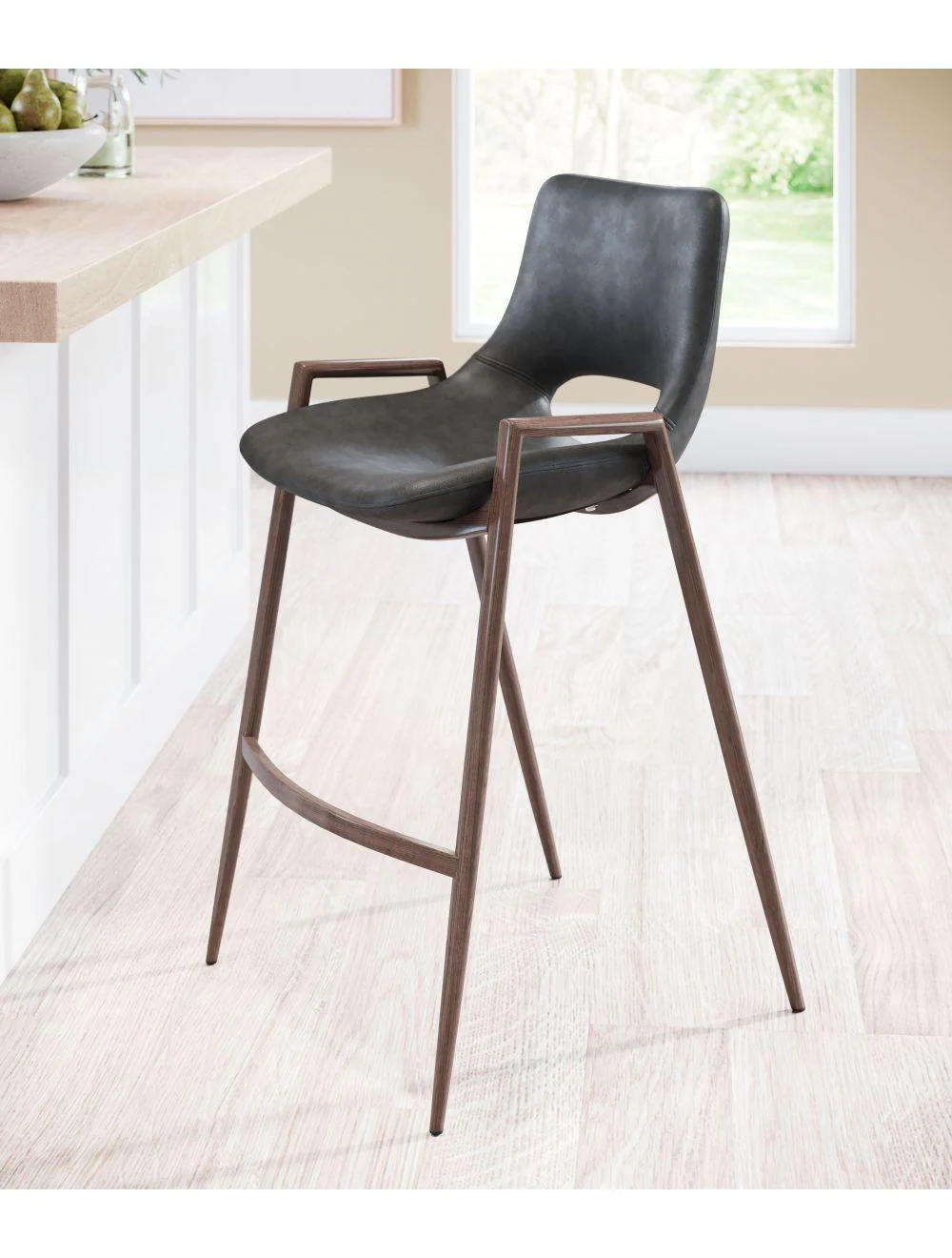 Desi Counter Chair (Set of 2) Black & Walnut - Frankwebs