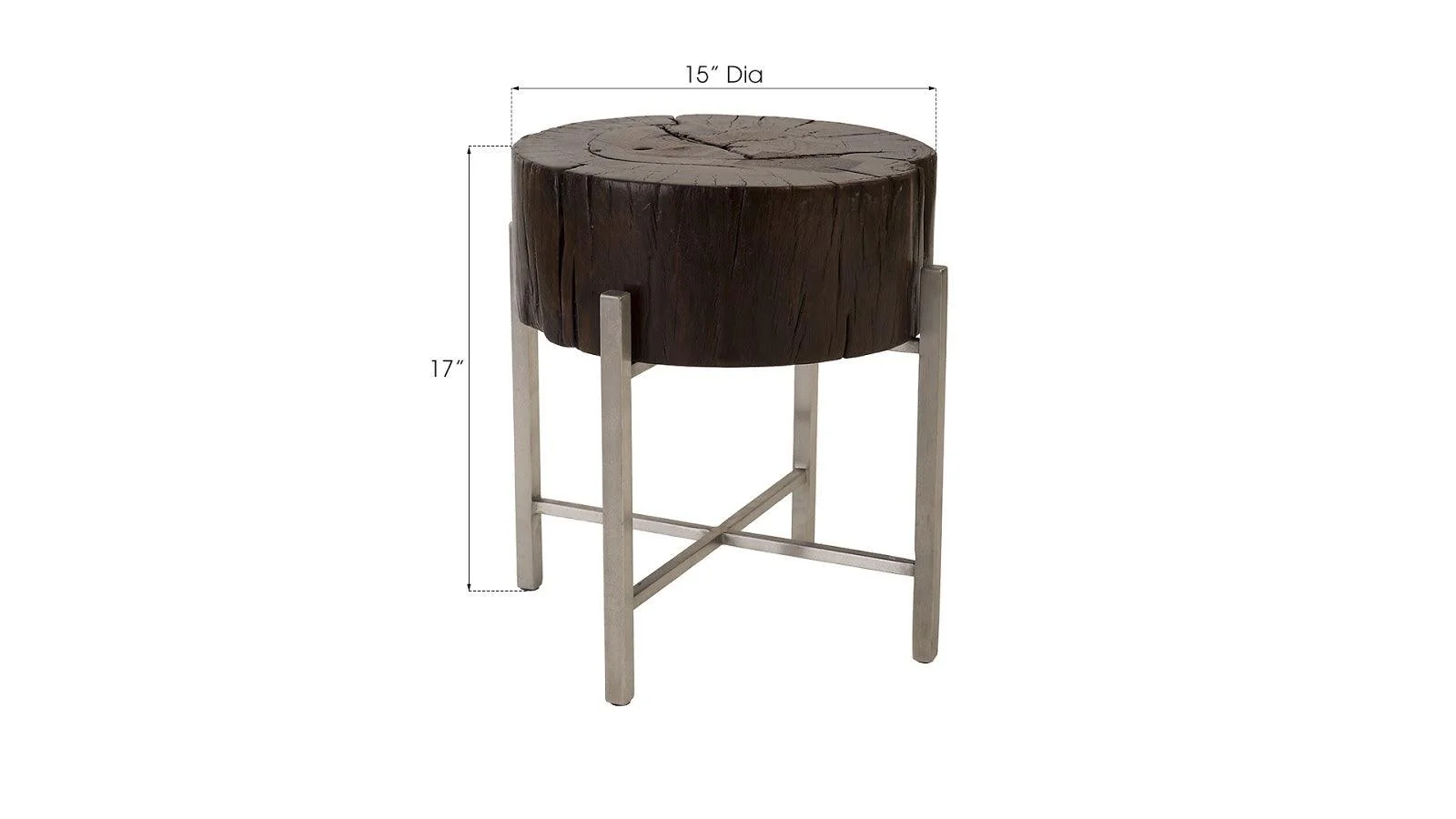 Nestled Cross Cut Side Table , Stainless Steel X Cross Leg - Frankwebs