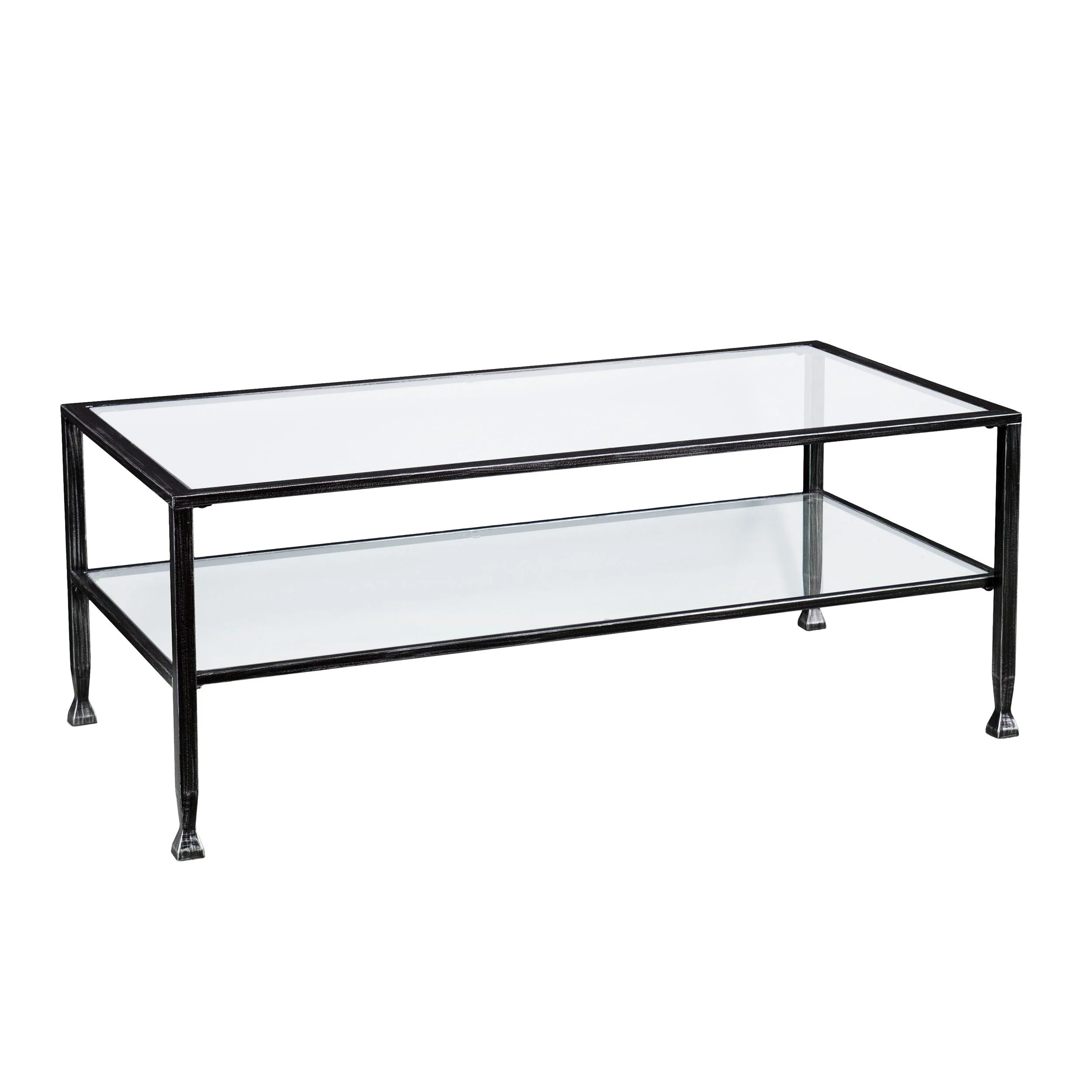 Jaymes Metal/Glass Rectangular Open Shelf Cocktail Table - Black - Frankwebs