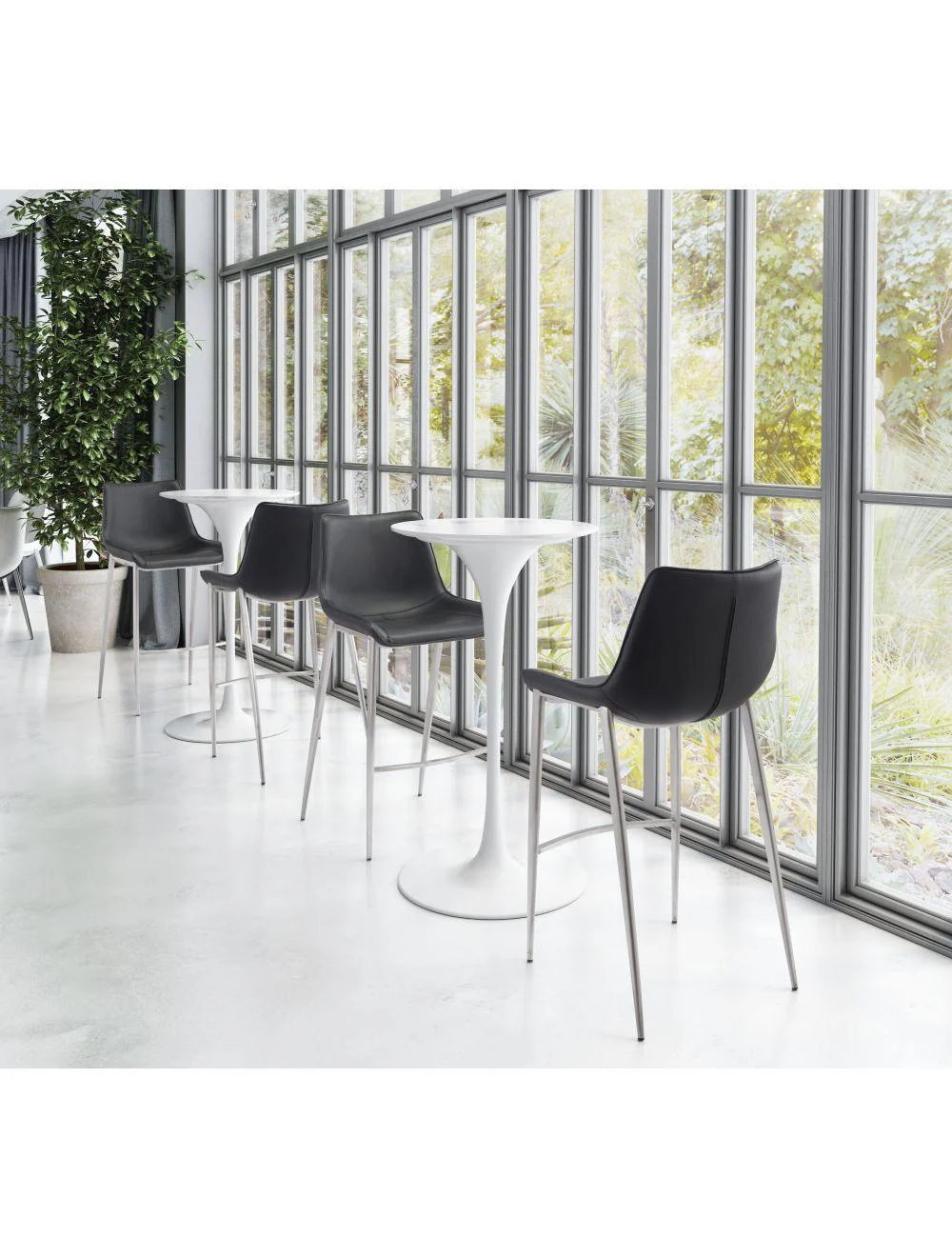 Magnus Bar Chair (Set of 2) Black & Silver - Frankwebs