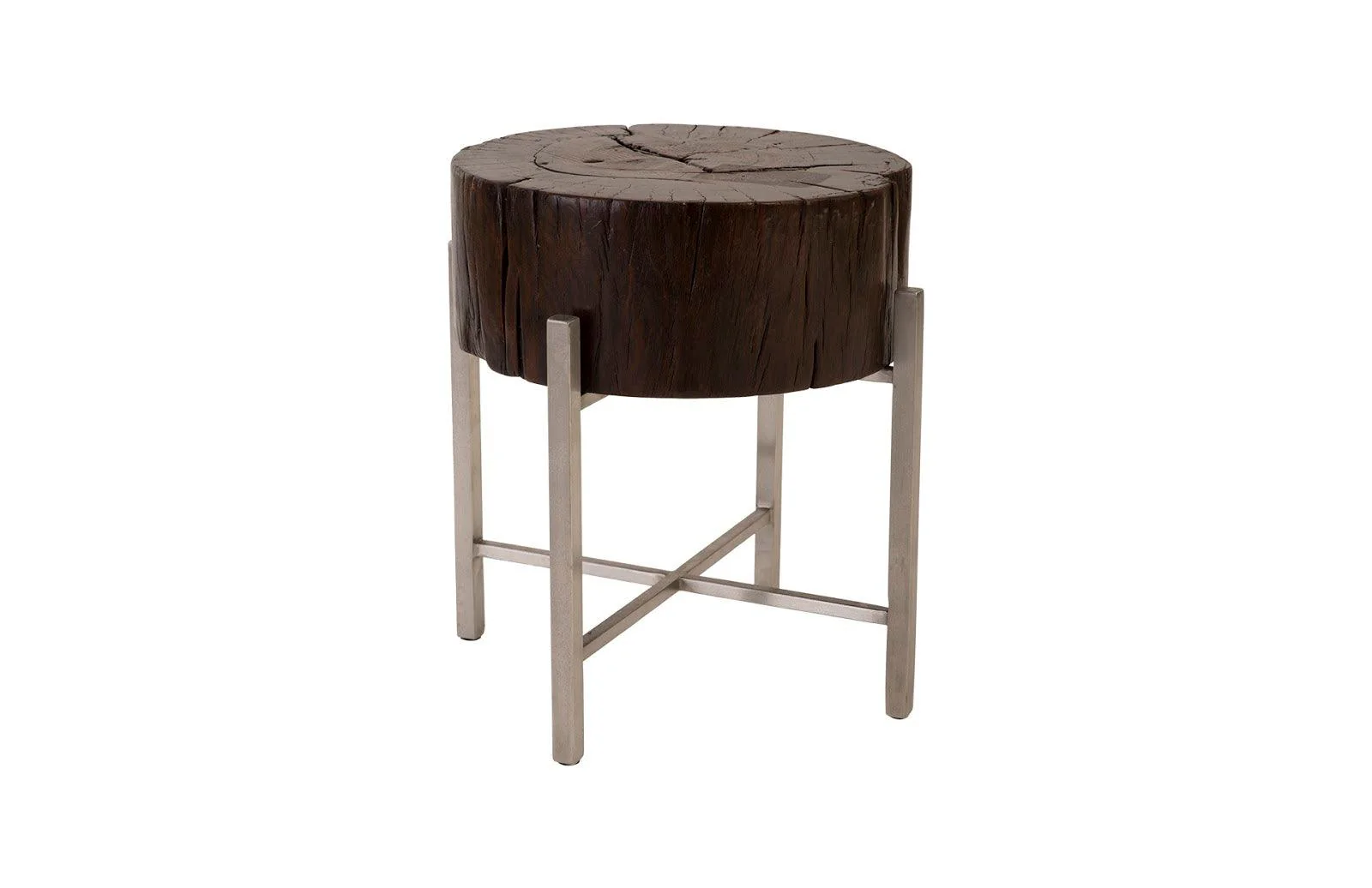 Nestled Cross Cut Side Table , Stainless Steel X Cross Leg - Frankwebs