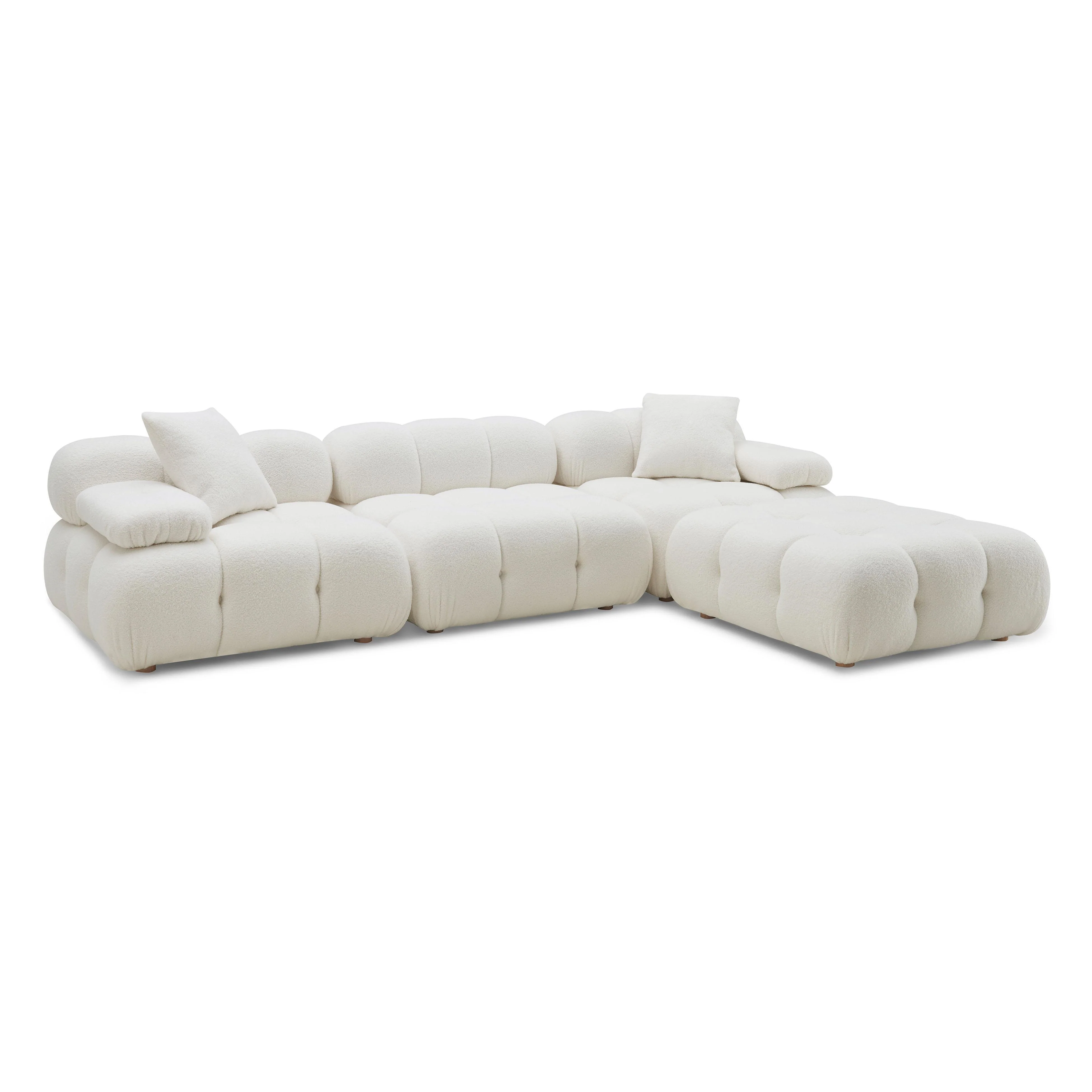 Calliope Cream Vegan Shearling 4-piece Modular Sectional - Frankwebs