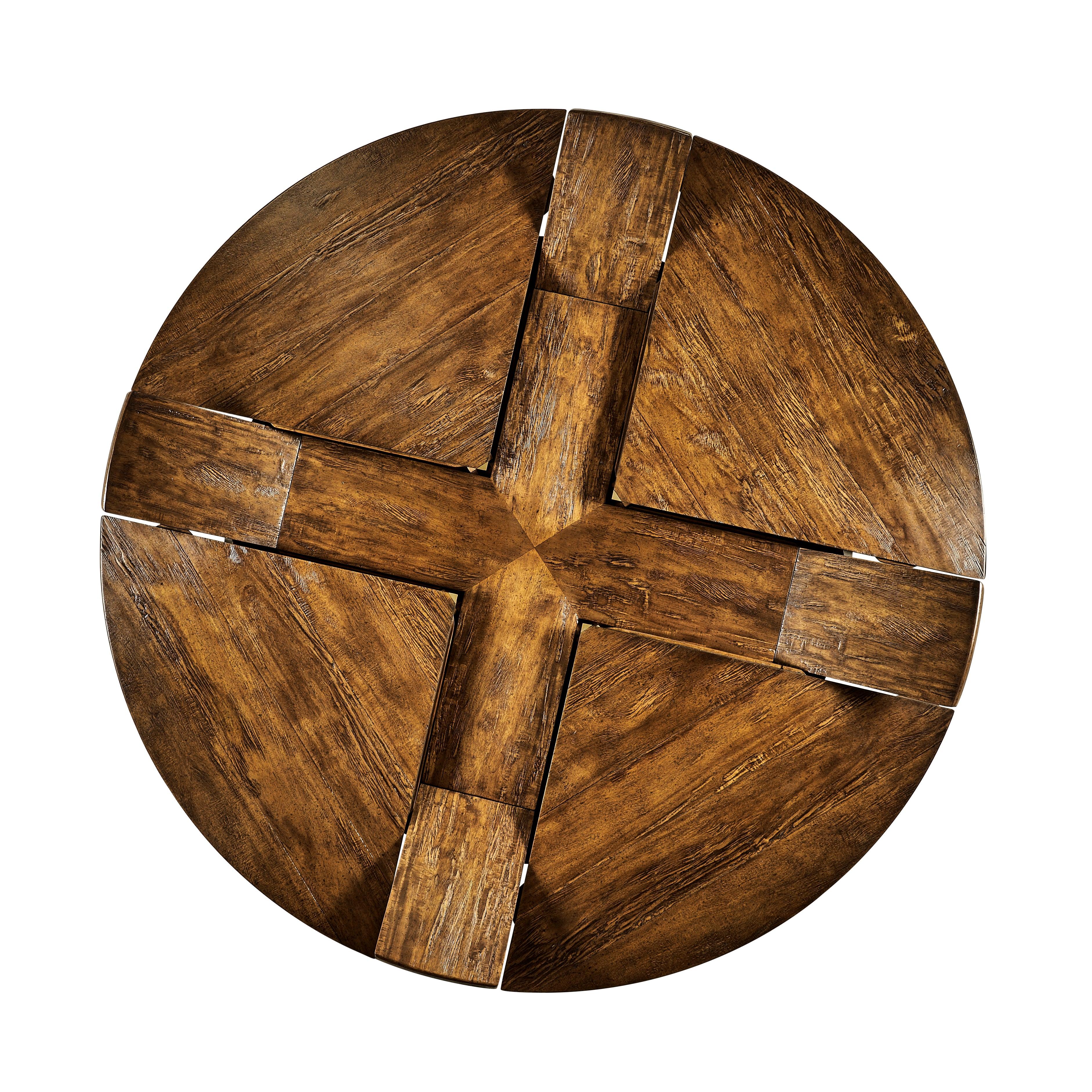 Casual Accents Country Walnut Round Extendable Dining Table 59