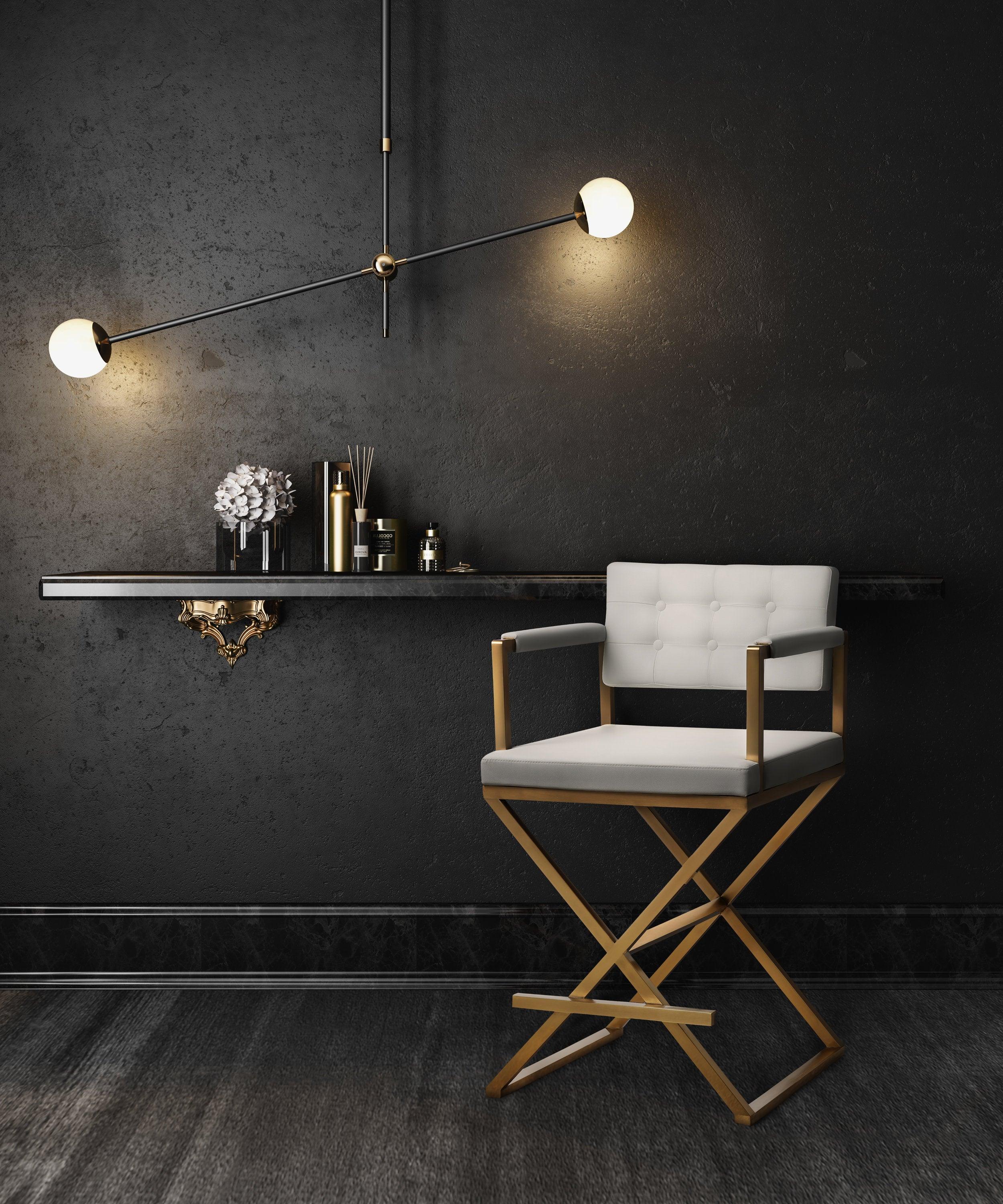 Director White Gold Steel Counter Stool - Frankwebs