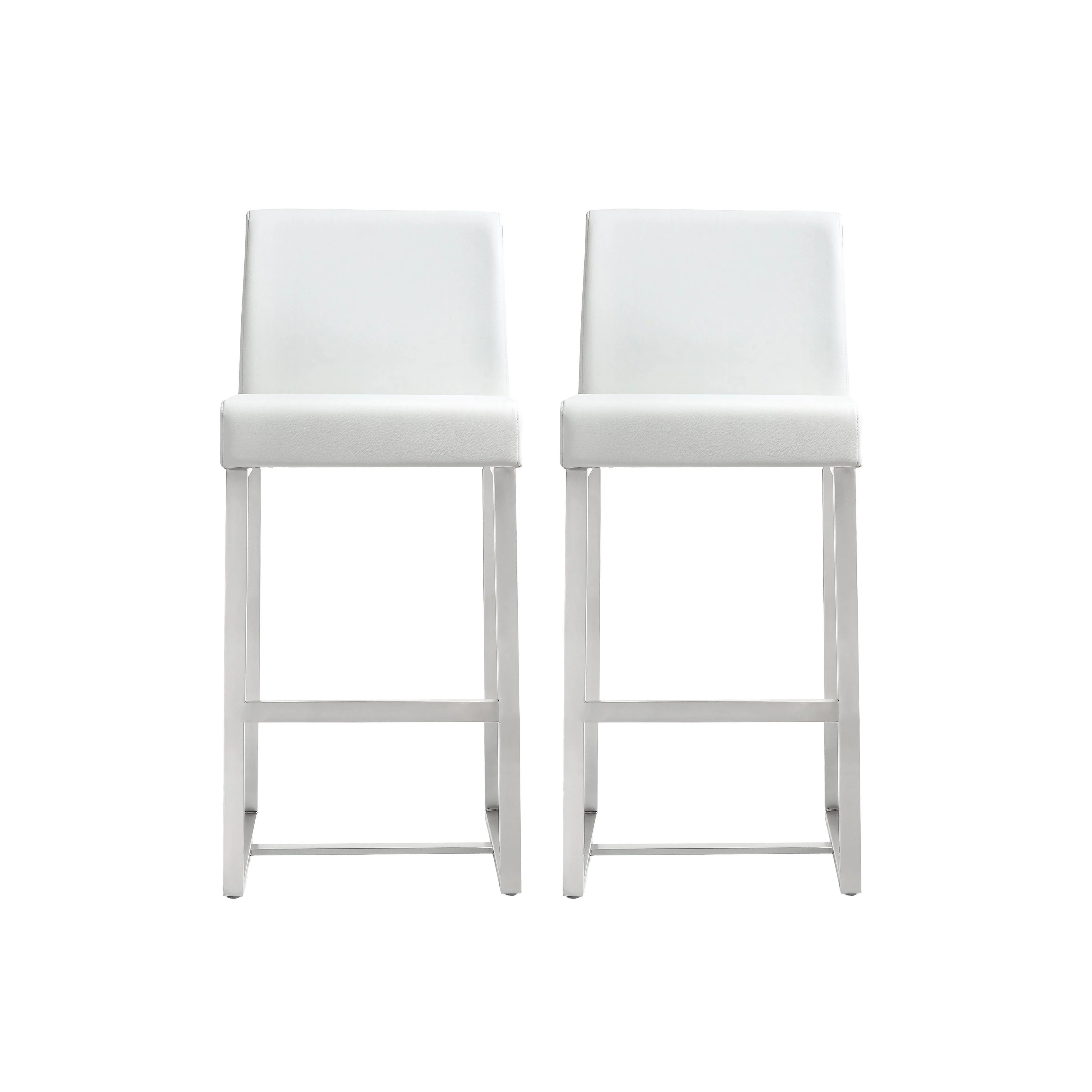 Denmark White Stainless Steel Counter Stool (Set of 2) - Frankwebs