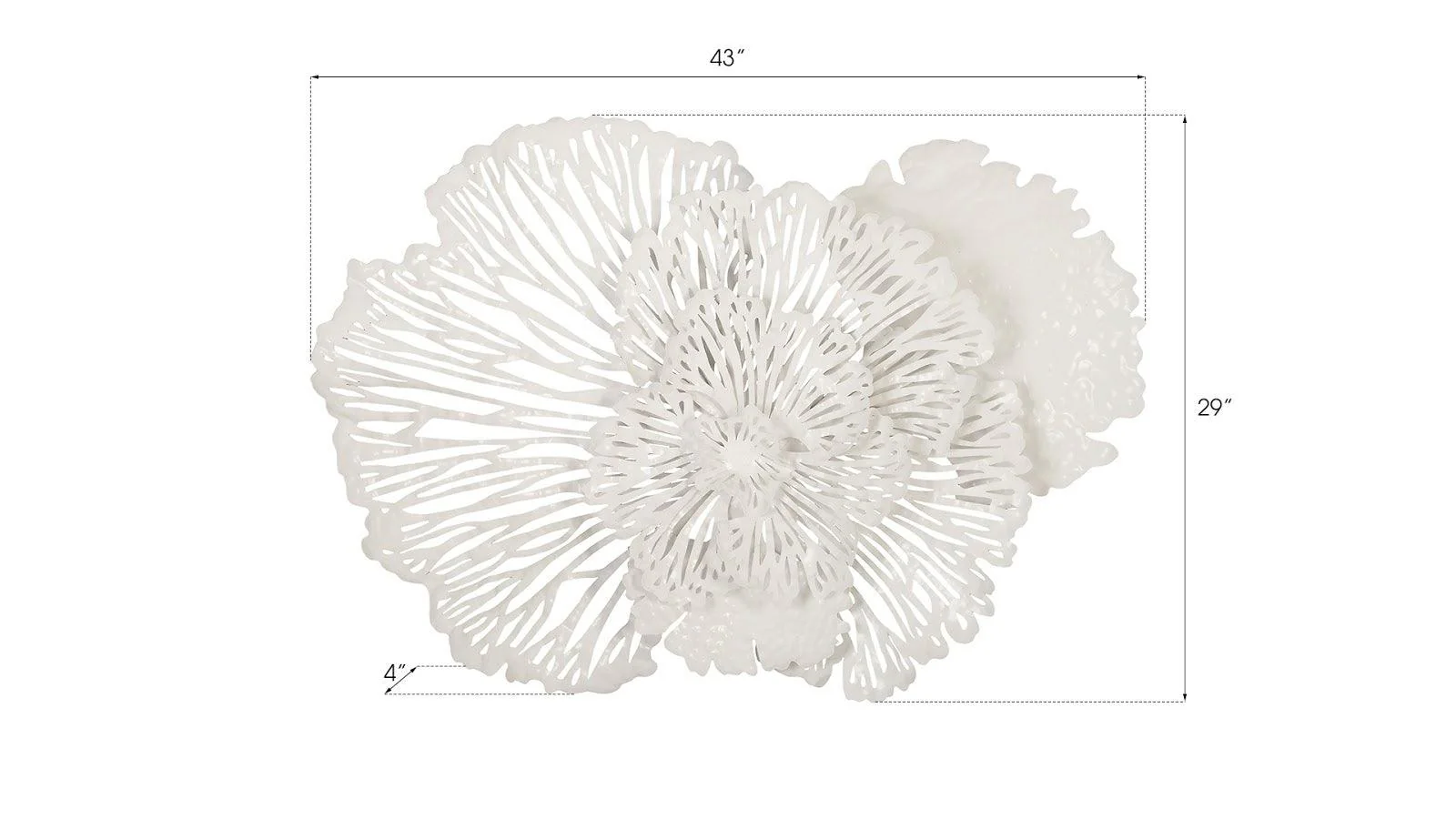 Flower Wall Art, Medium, White, Metal - Frankwebs