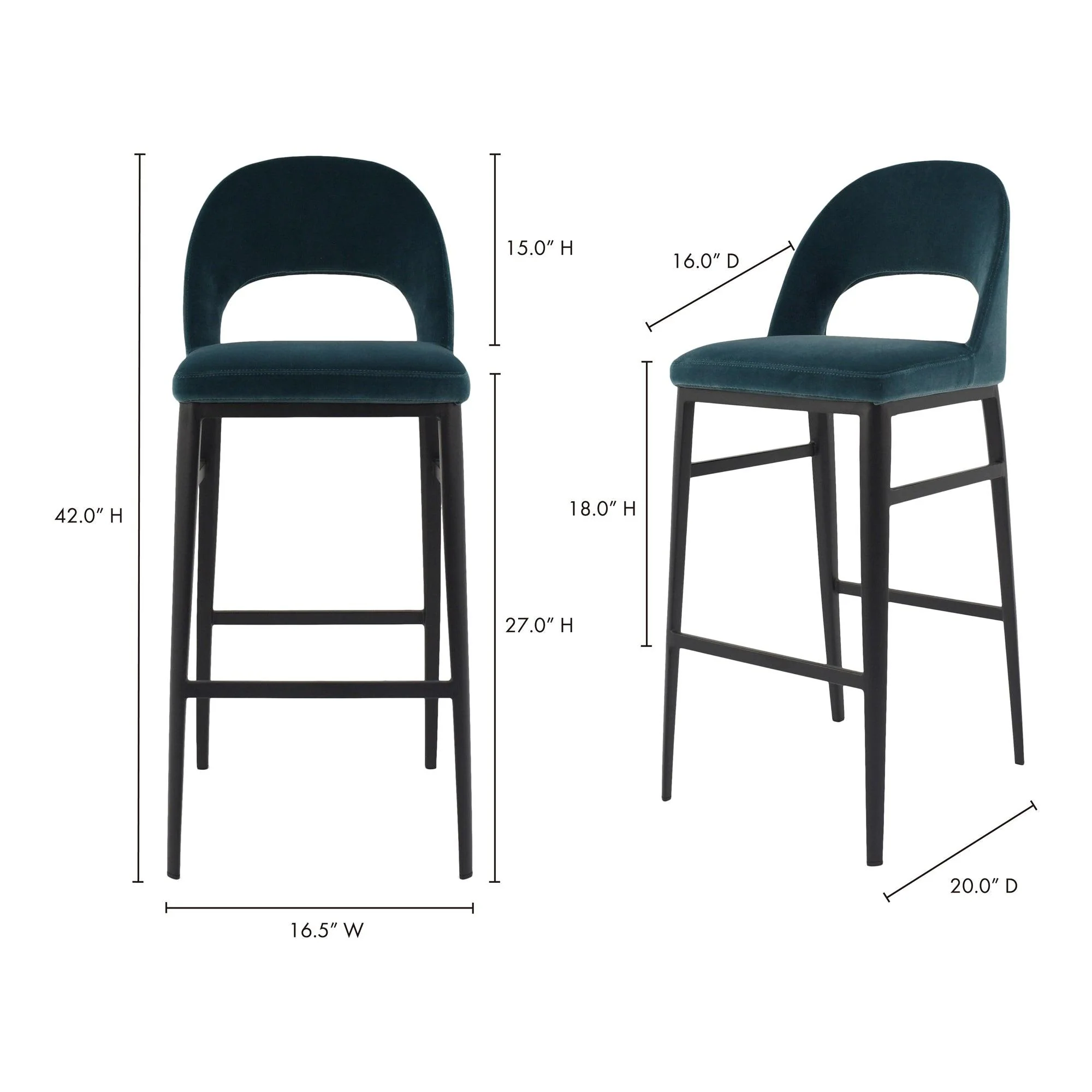 Roger Barstool Teal Velvet - Frankwebs