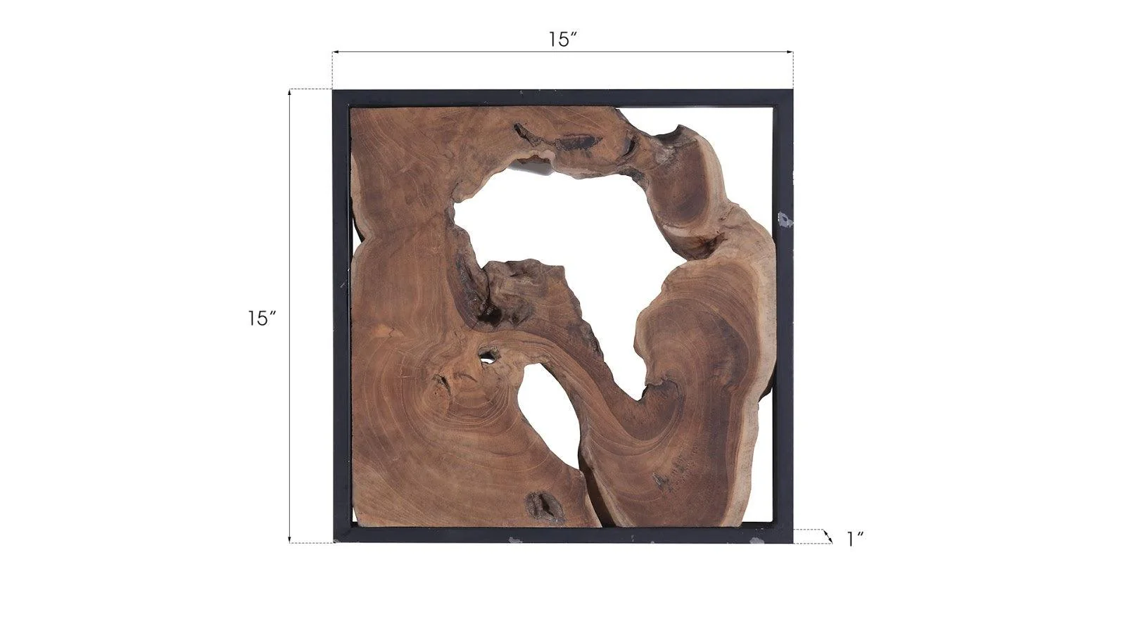Framed Slice Wall Tile, Teak Wood, Black Frame - Frankwebs