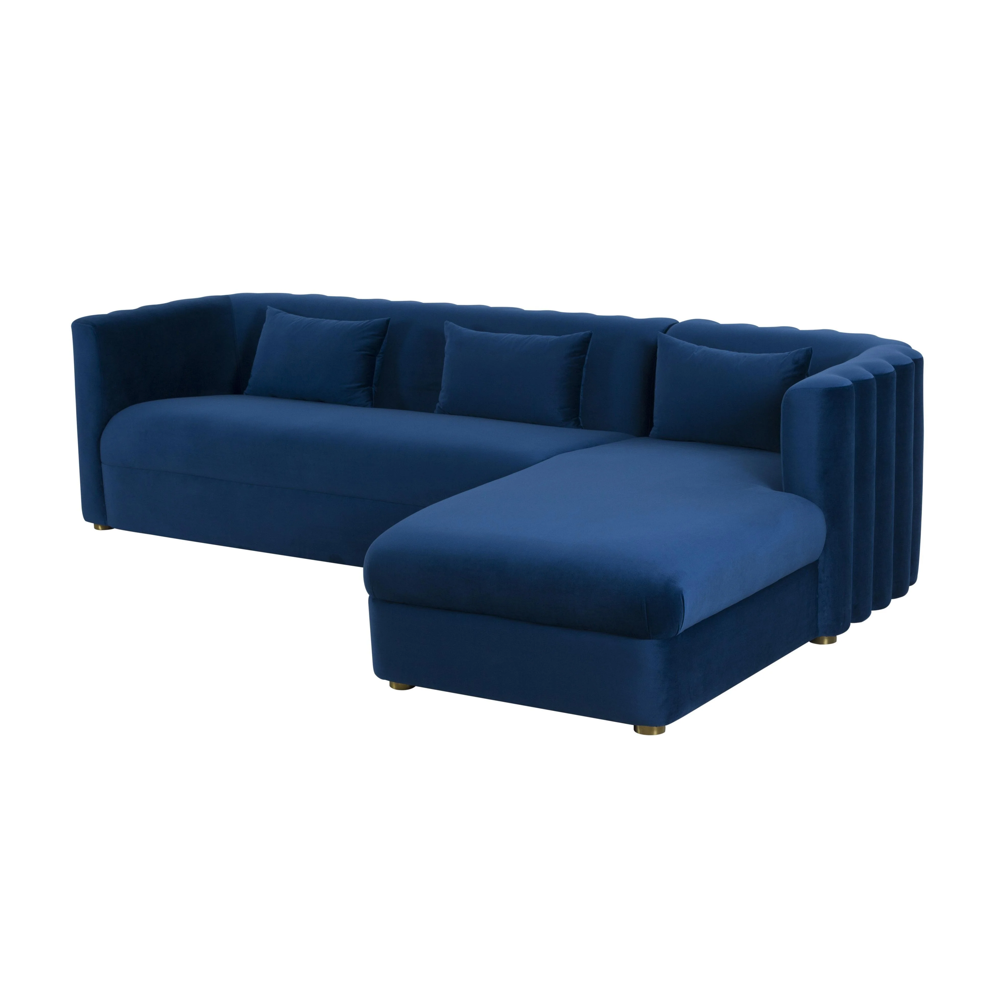 Callie Navy Velvet Sectional - RAF - Frankwebs