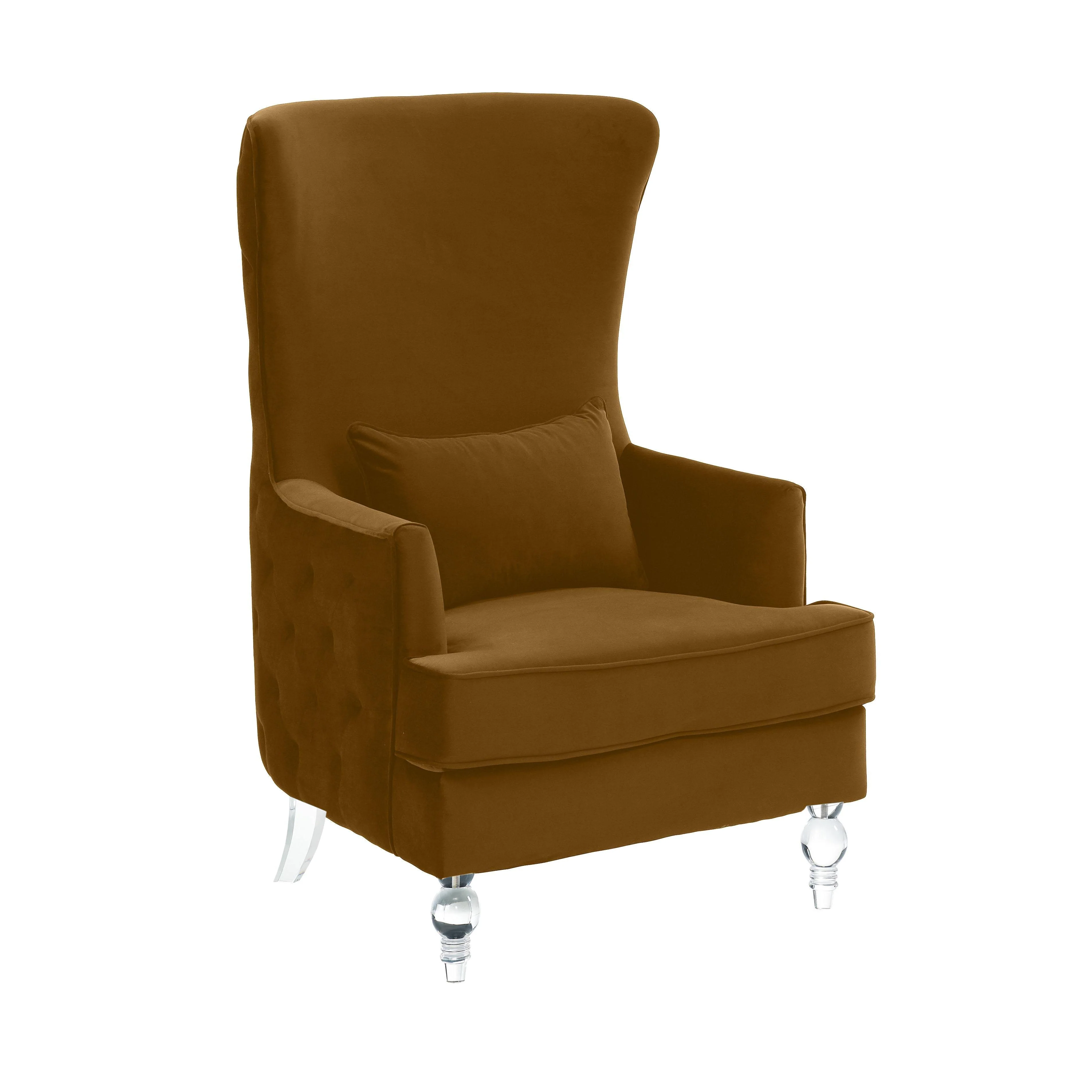 Aubree Tall Chair with Acrylic Legs - Cognac - Frankwebs