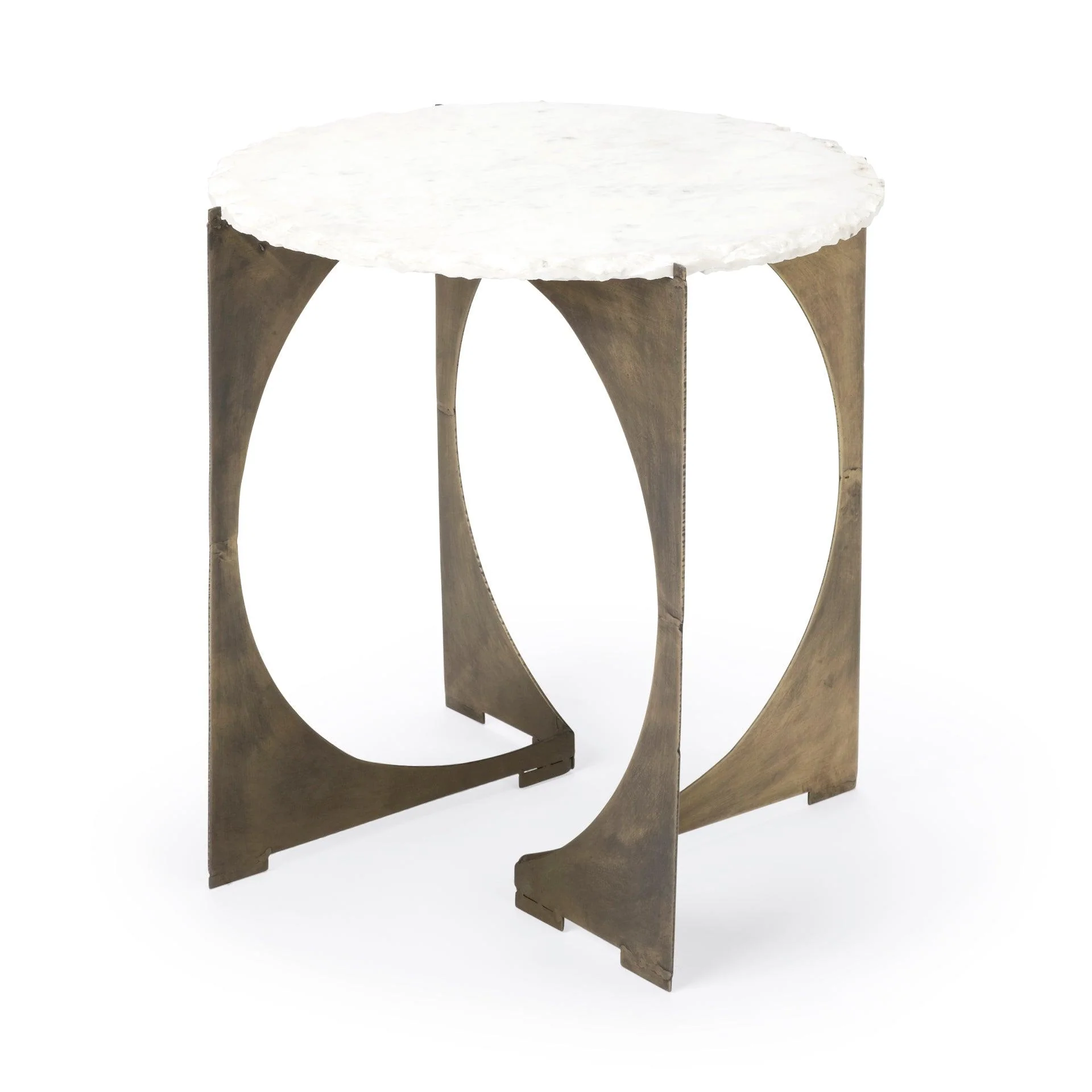 Reinhold II 21L x 21W x 21H Round Live-Edge Marble Top and Gold Metal Base Side/End Table - Frankwebs