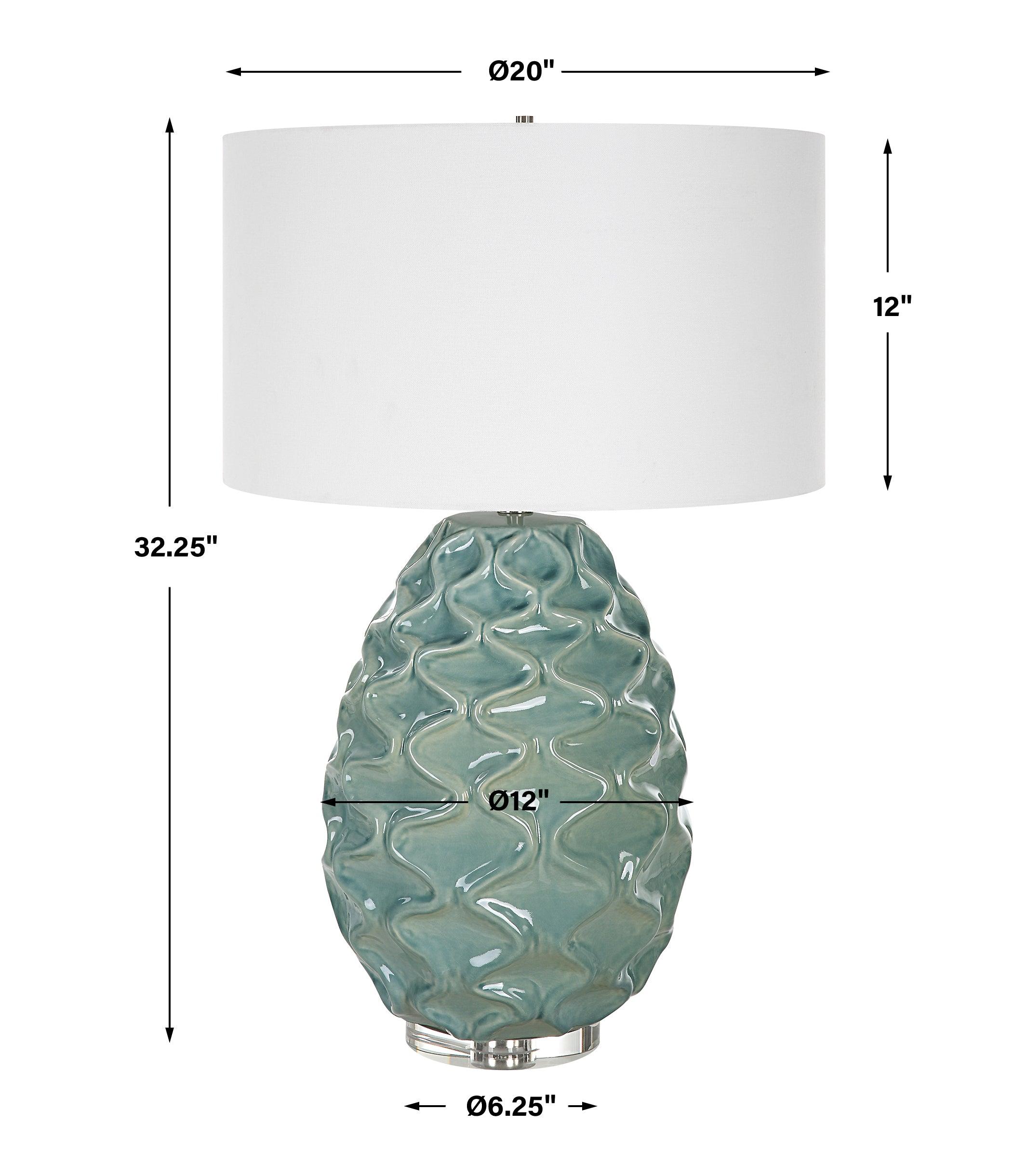 Laced Up Sea Foam Glass Table Lamp - Frankwebs